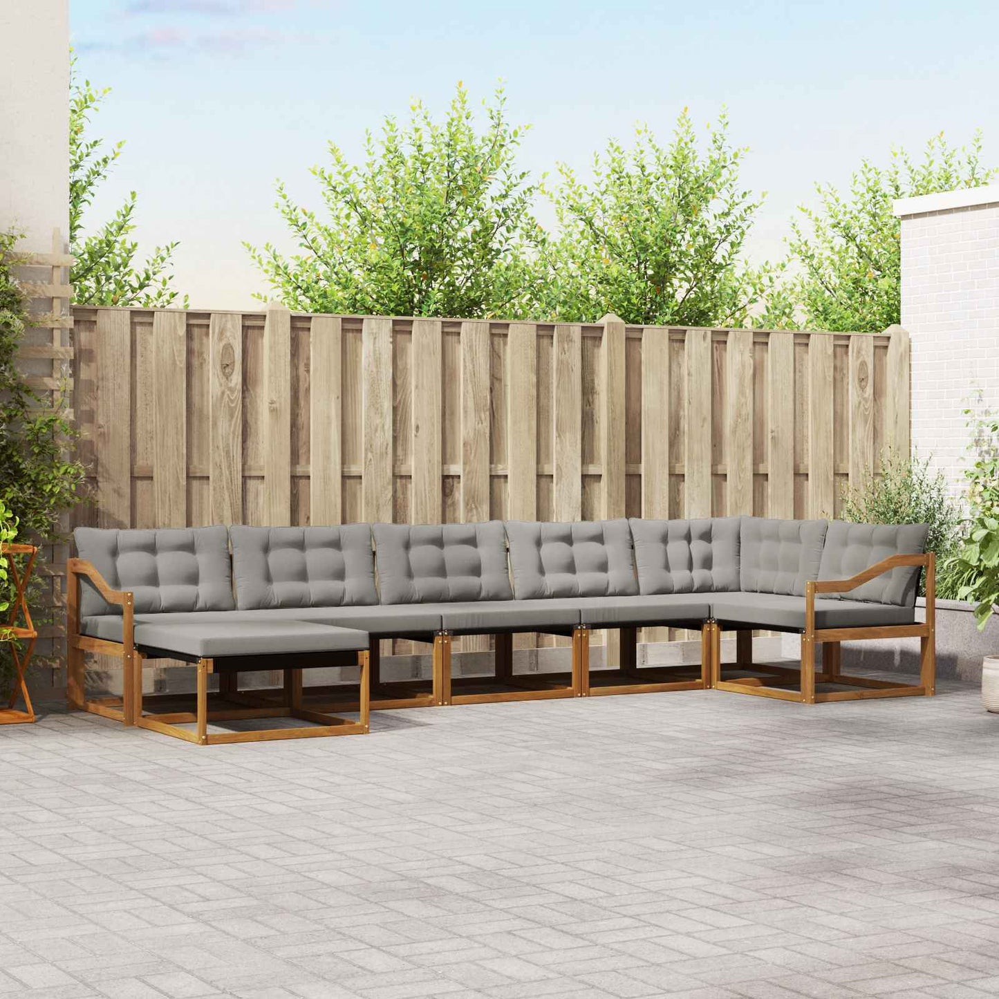 vidaXL Σειρά Καναπέ Εξωτερικού 7 pcs Φυσικό και Ανοιχτό Γκρι