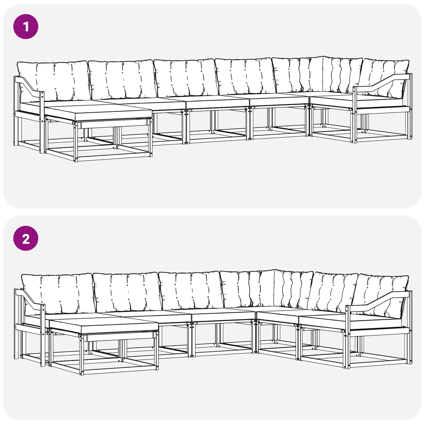 vidaXL Σειρά Καναπέ Εξωτερικού με μαξιλάρι 21 pcs Φυσικό και Μαύρο
