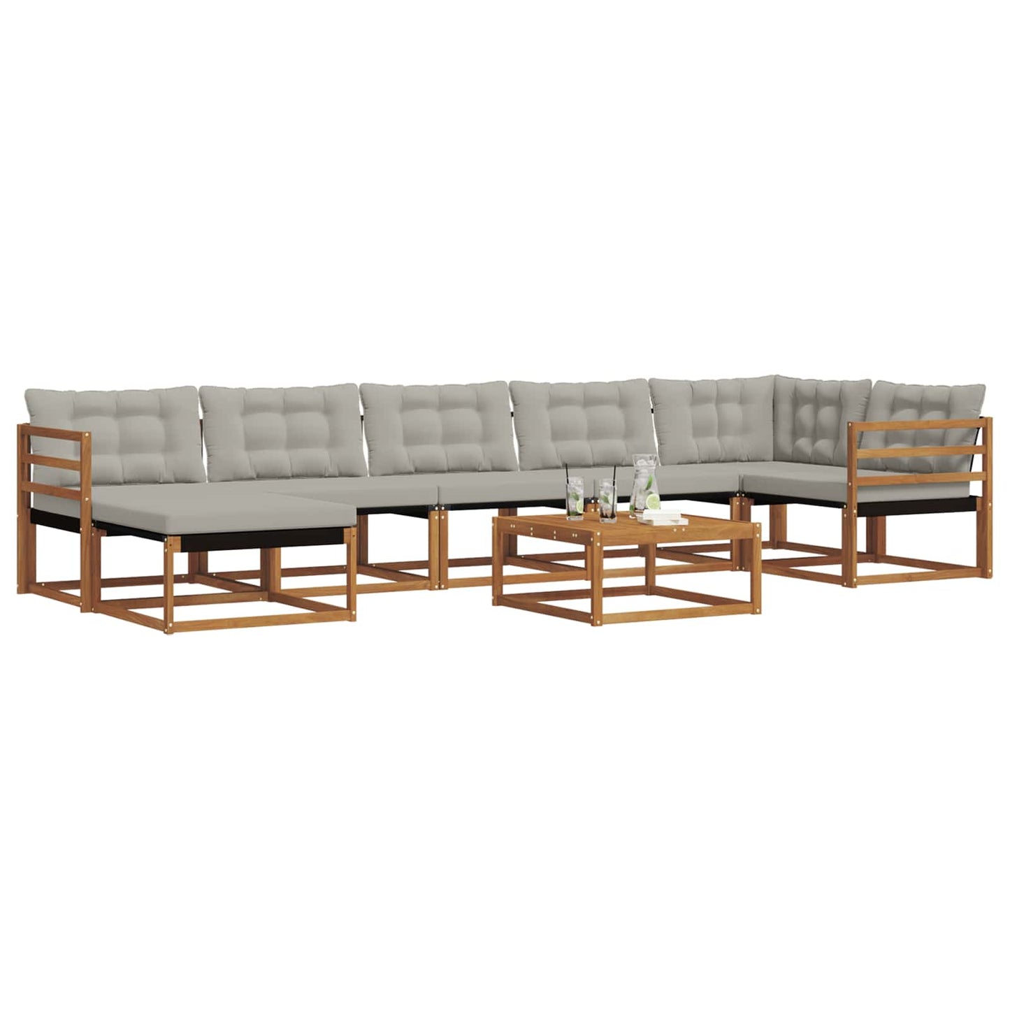 vidaXL Σειρά Καναπέ Εξωτερικού 8 pcs Φυσικό και Ανοιχτό Γκρι