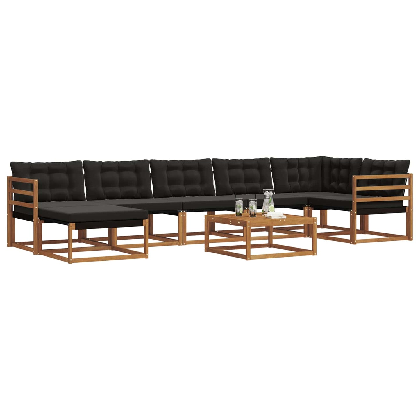 vidaXL Σειρά Καναπέ Εξωτερικού με μαξιλάρι 22 pcs Φυσικό και Μαύρο