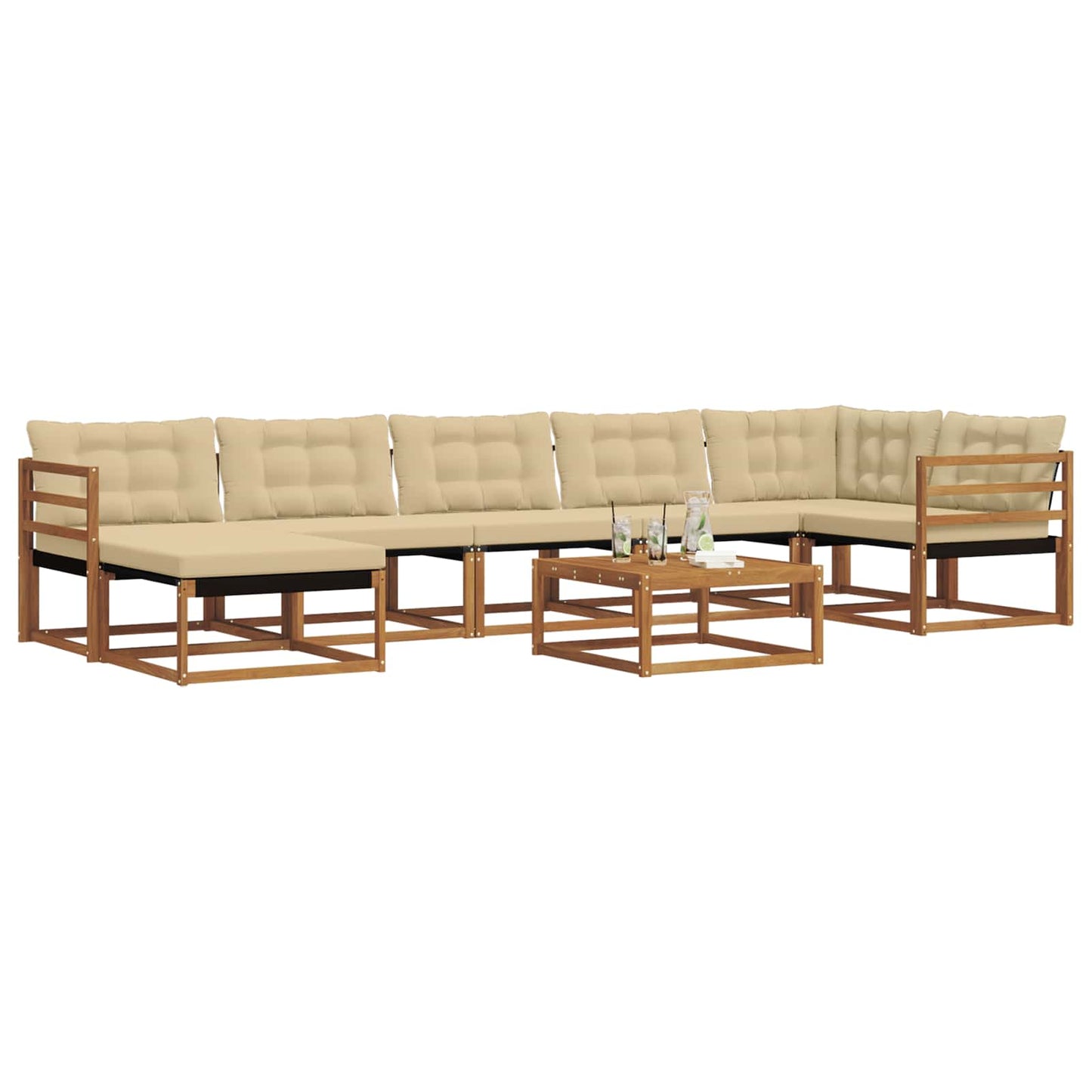 vidaXL Σειρά Καναπέ Εξωτερικού με μαξιλάρι 22 pcs Φυσικό και Μπεζ