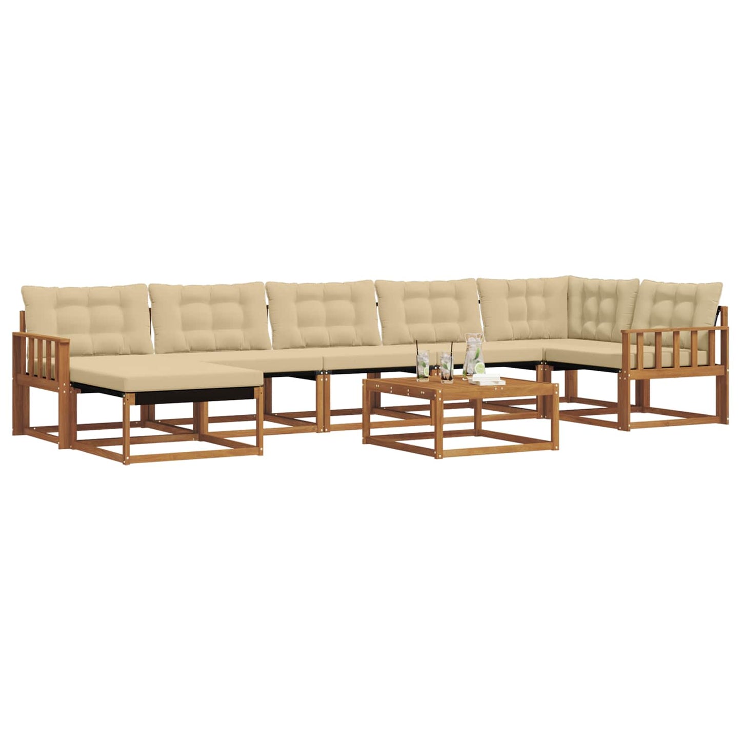 vidaXL Σειρά Καναπέ Εξωτερικού με μαξιλάρι 22 pcs Φυσικό και Μπεζ