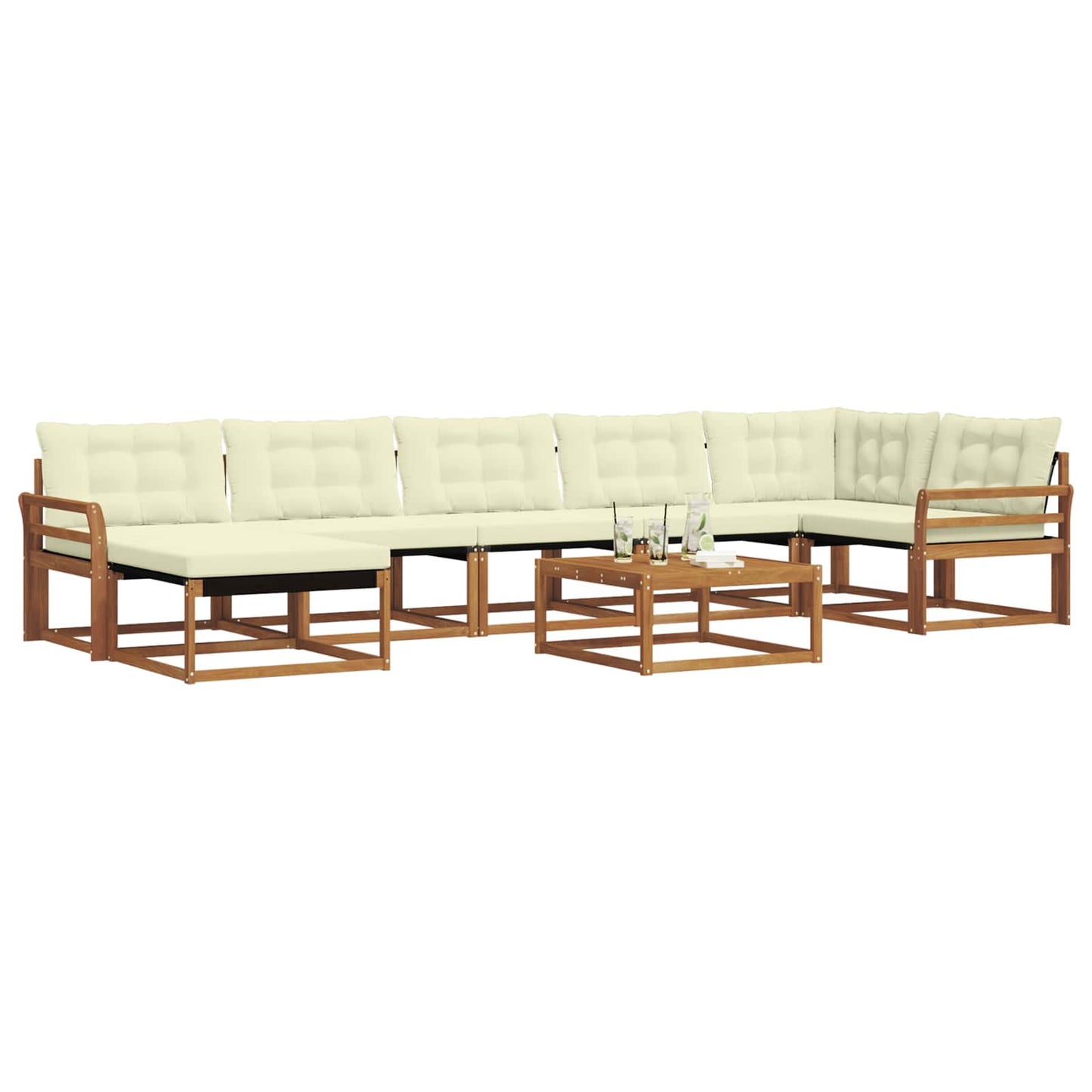 vidaXL Σειρά Καναπέ Εξωτερικού με μαξιλάρι 22 pcs Φυσικό και Κρέμα