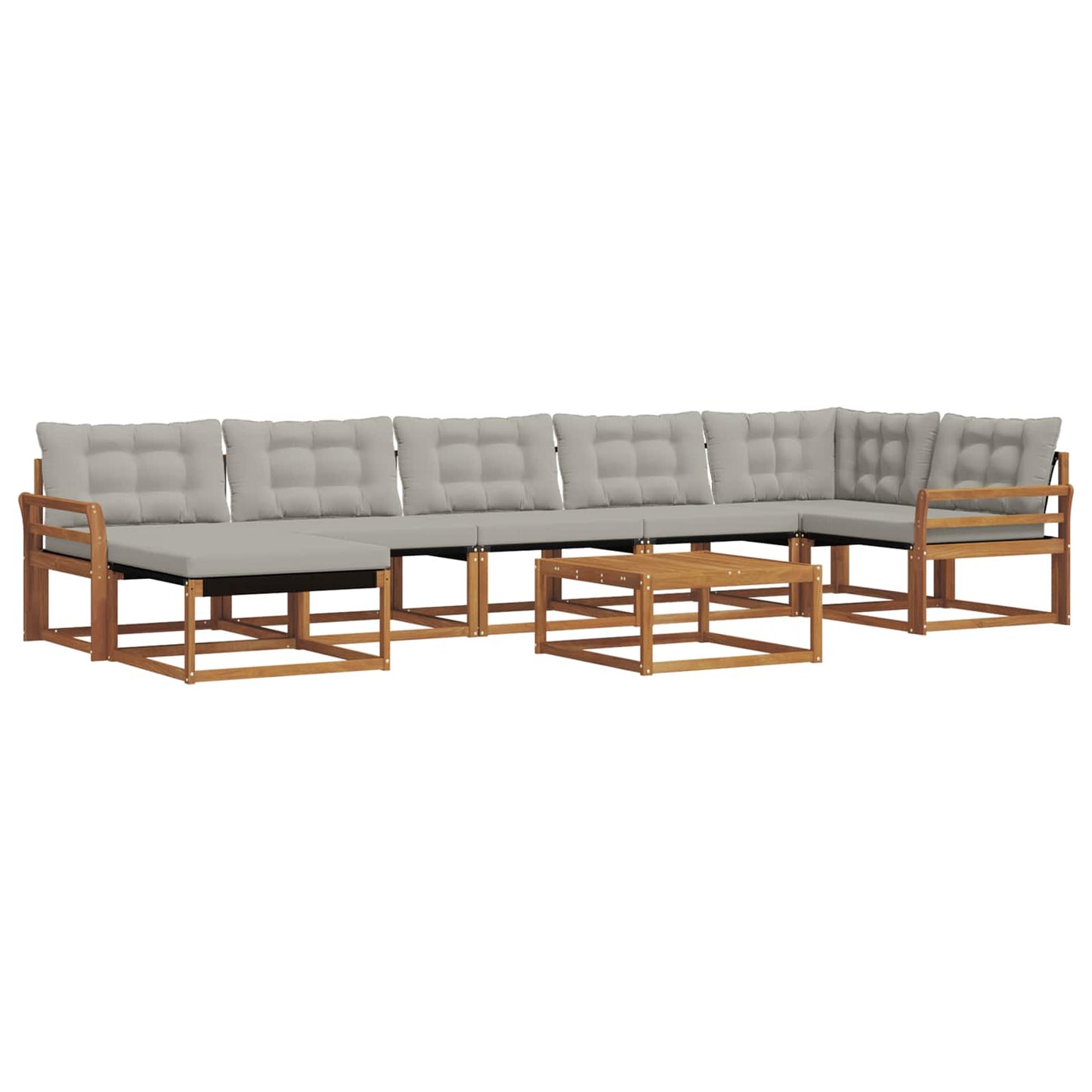 vidaXL Σειρά Καναπέ Εξωτερικού 8 pcs Φυσικό και Ανοιχτό Γκρι