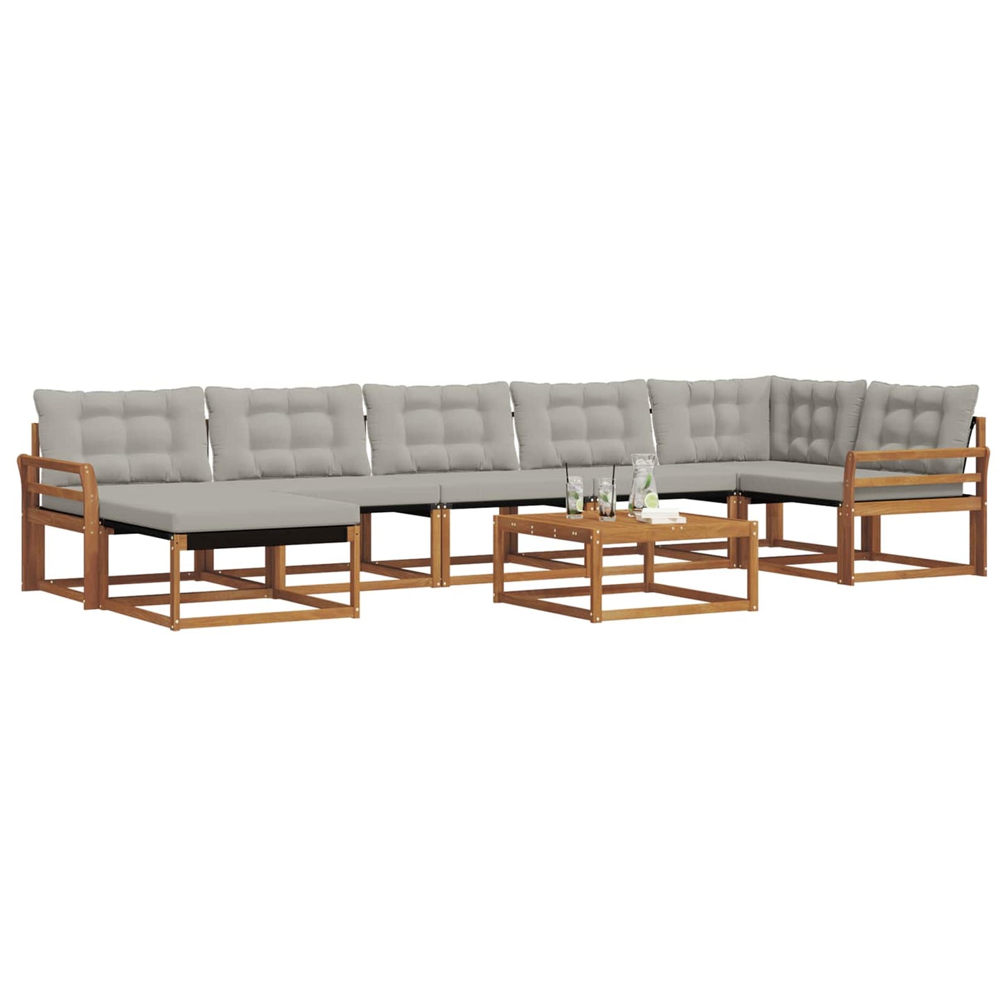 vidaXL Σειρά Καναπέ Εξωτερικού 8 pcs Φυσικό και Ανοιχτό Γκρι