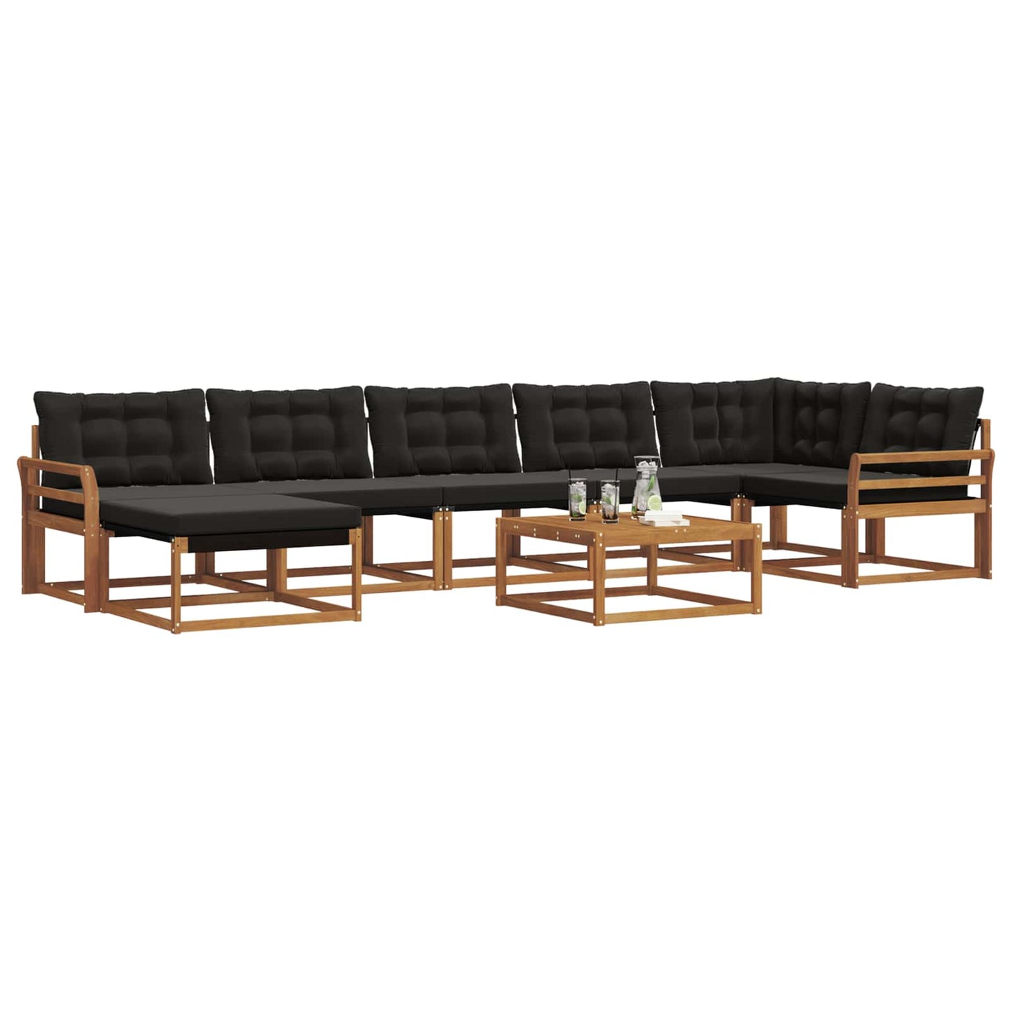 vidaXL Σειρά Καναπέ Εξωτερικού με μαξιλάρι 22 pcs Φυσικό και Μαύρο