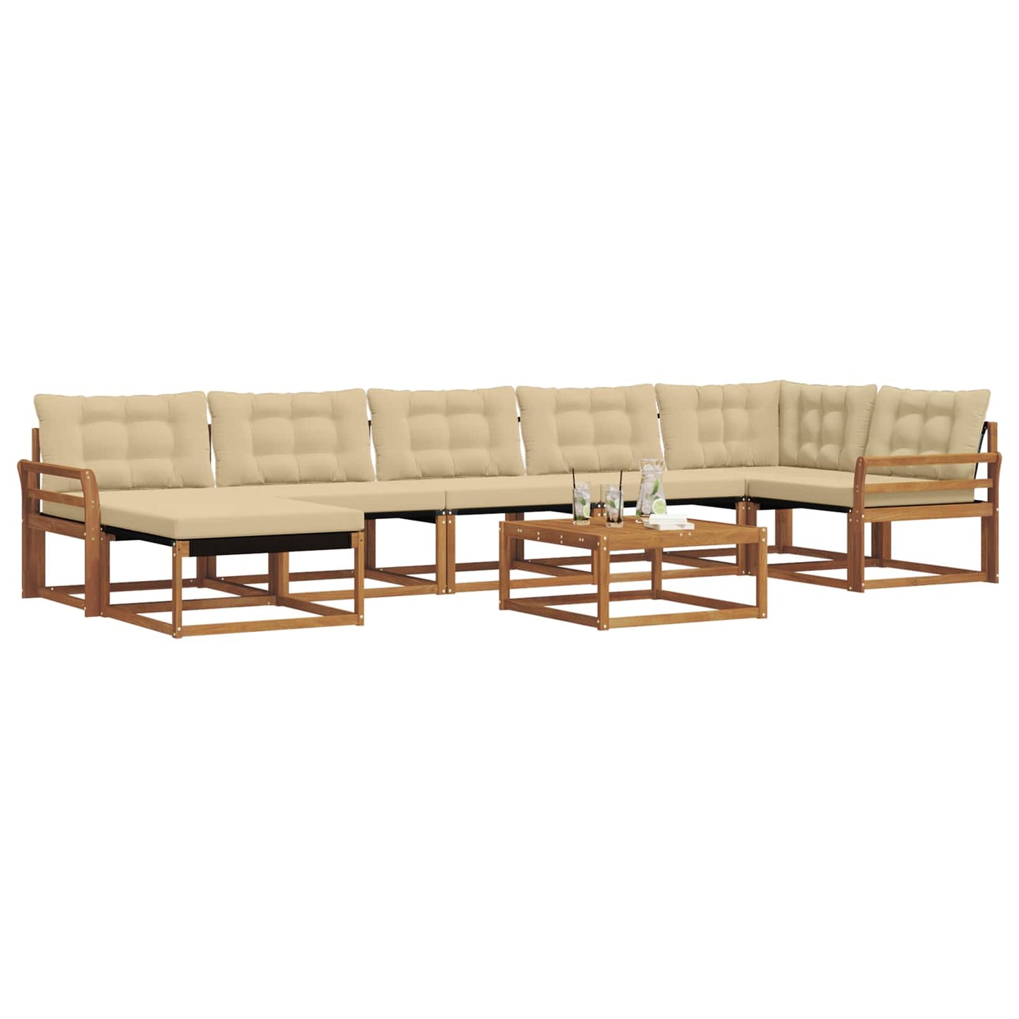 vidaXL Σειρά Καναπέ Εξωτερικού με μαξιλάρι 22 pcs Φυσικό και Μπεζ