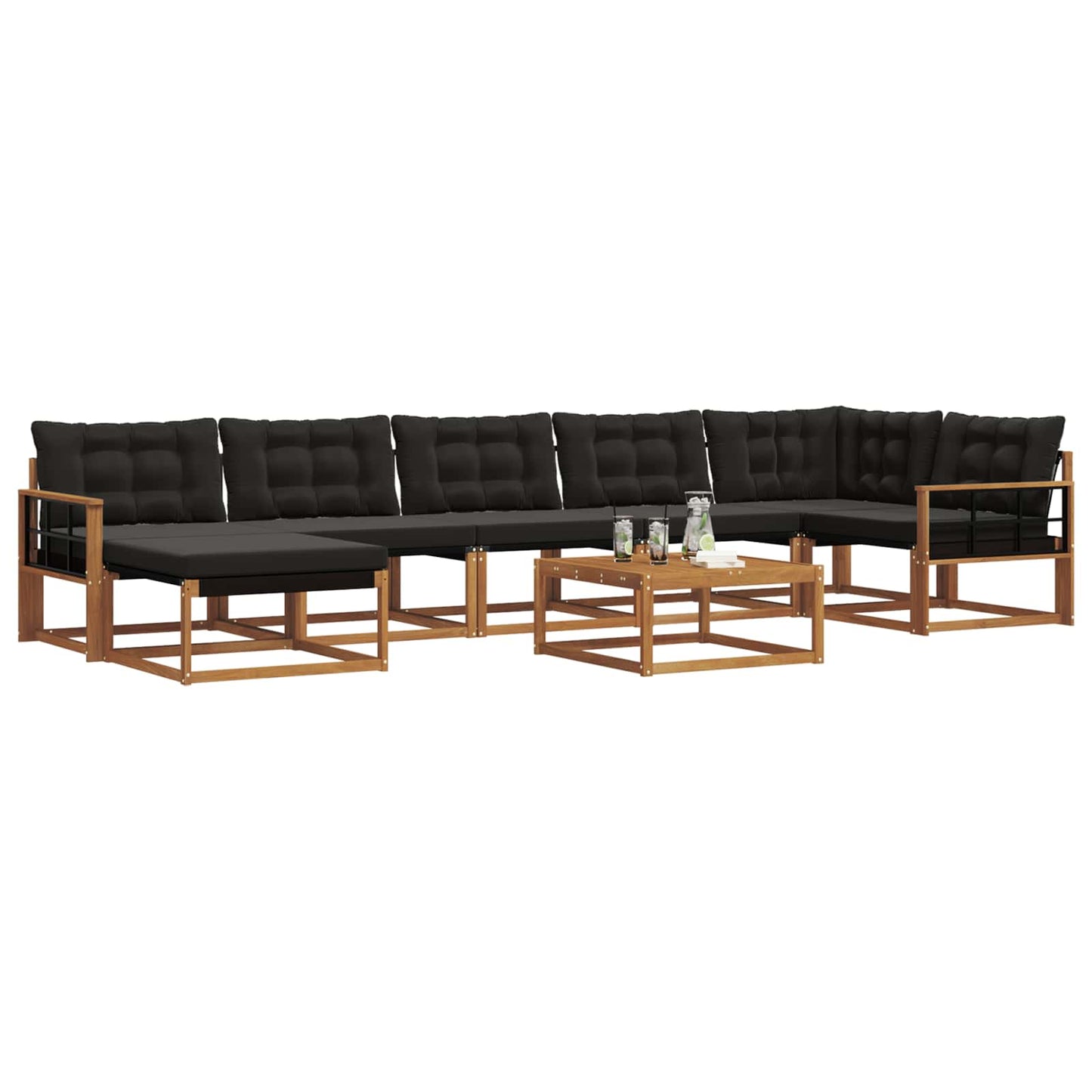 vidaXL Σειρά Καναπέ Εξωτερικού με μαξιλάρι 22 pcs Φυσικό και Μαύρο