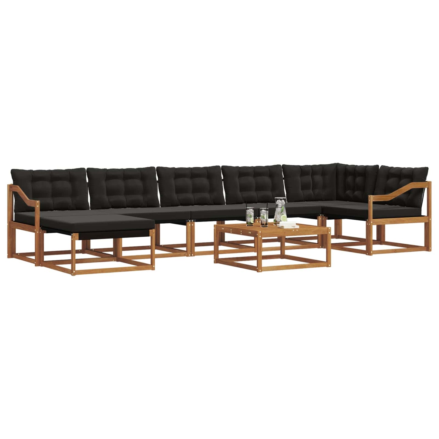 vidaXL Σειρά Καναπέ Εξωτερικού με μαξιλάρι 22 pcs Φυσικό και Μαύρο