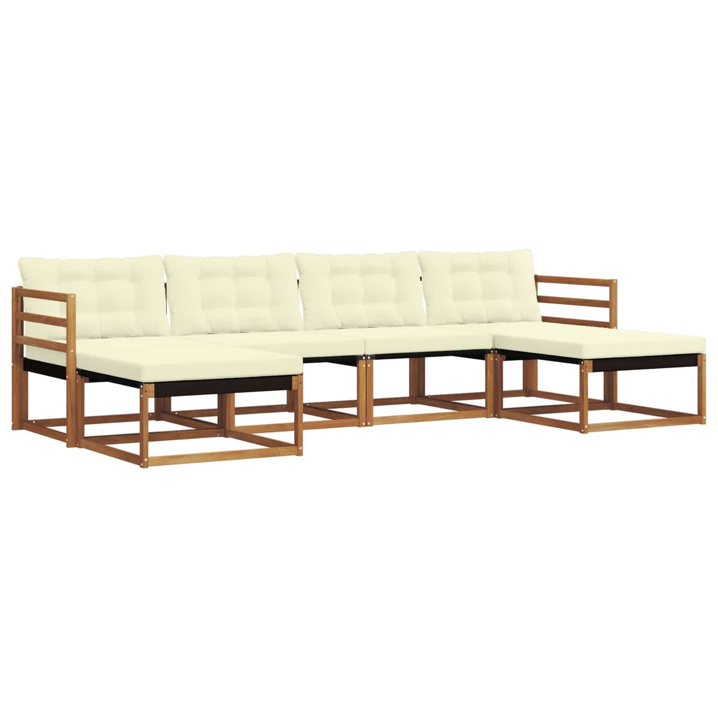 vidaXL Σειρά Καναπέ Εξωτερικού με μαξιλάρι 6 pcs Φυσικό και Κρέμα