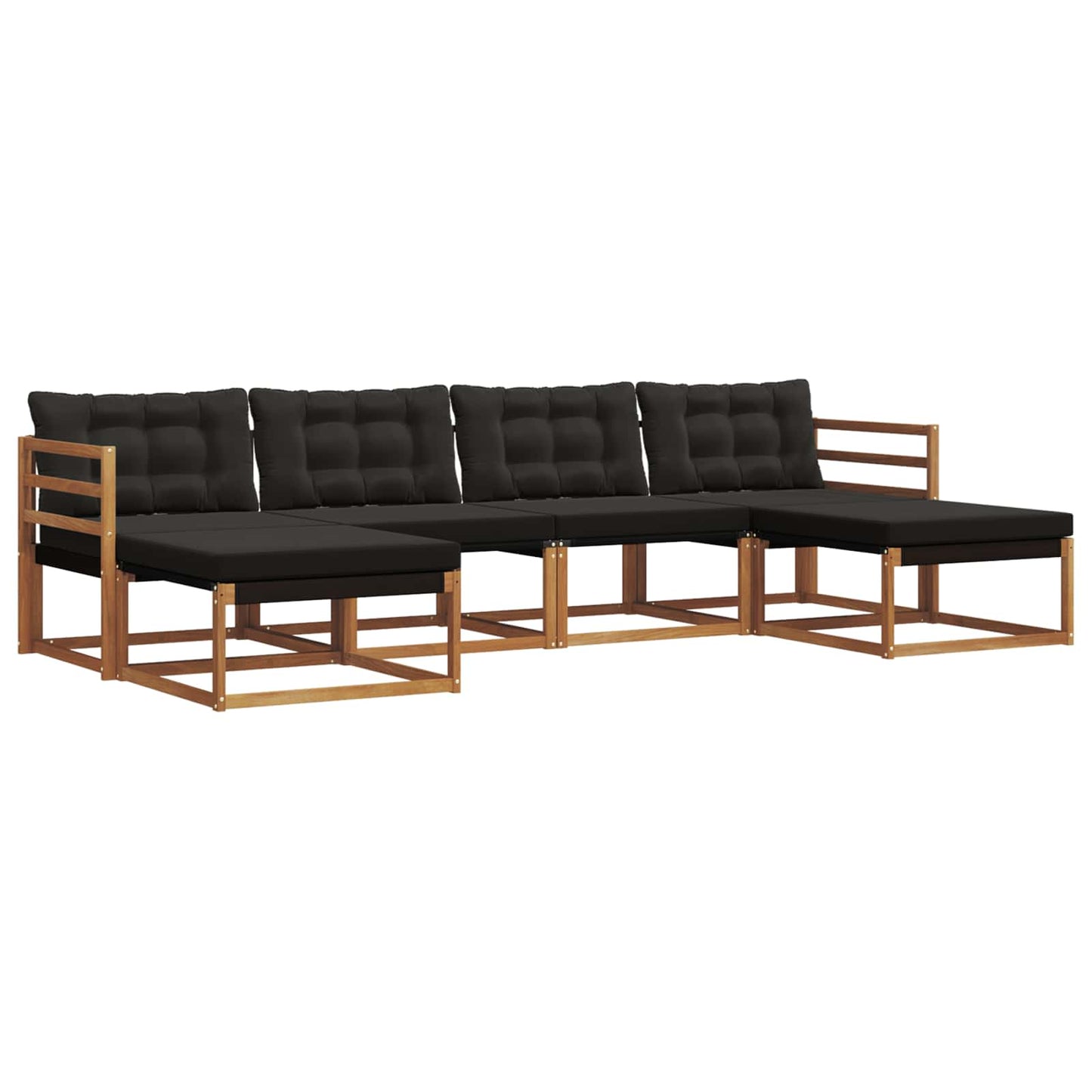 vidaXL Σειρά Καναπέ Εξωτερικού με μαξιλάρι 6 pcs Φυσικό και Μαύρο