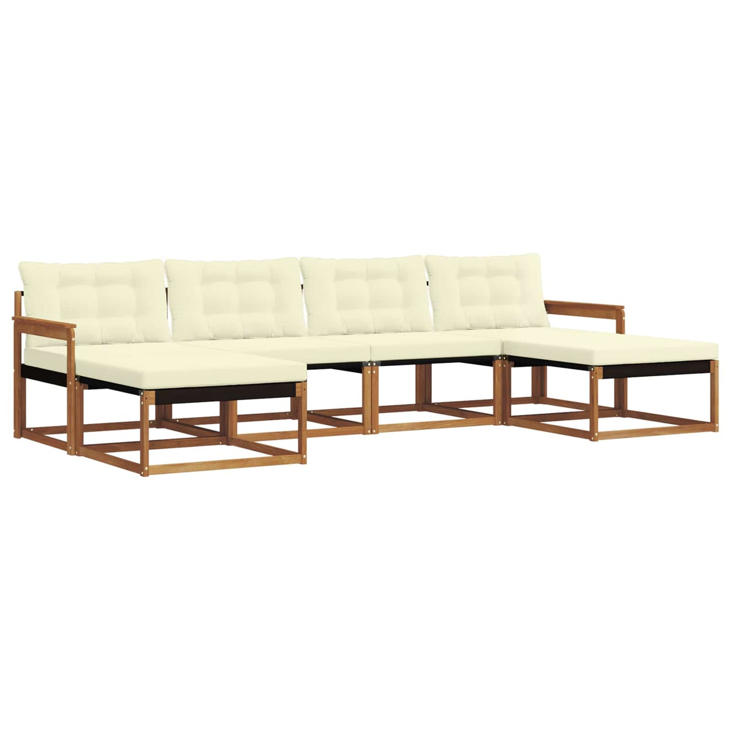vidaXL Σειρά Καναπέ Εξωτερικού με μαξιλάρι 6 pcs Φυσικό και Κρέμα