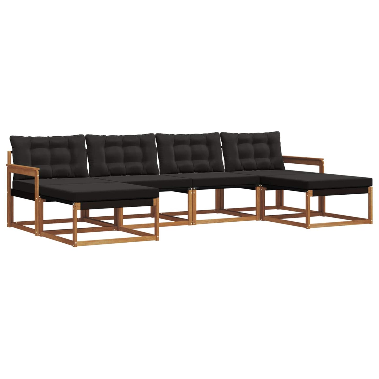vidaXL Σειρά Καναπέ Εξωτερικού με μαξιλάρι 6 pcs Φυσικό και Μαύρο