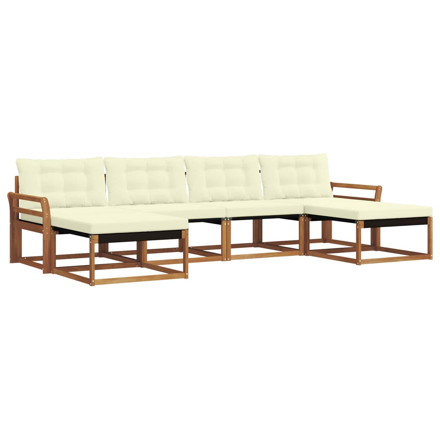 vidaXL Σειρά Καναπέ Εξωτερικού με μαξιλάρι 6 pcs Φυσικό και Κρέμα
