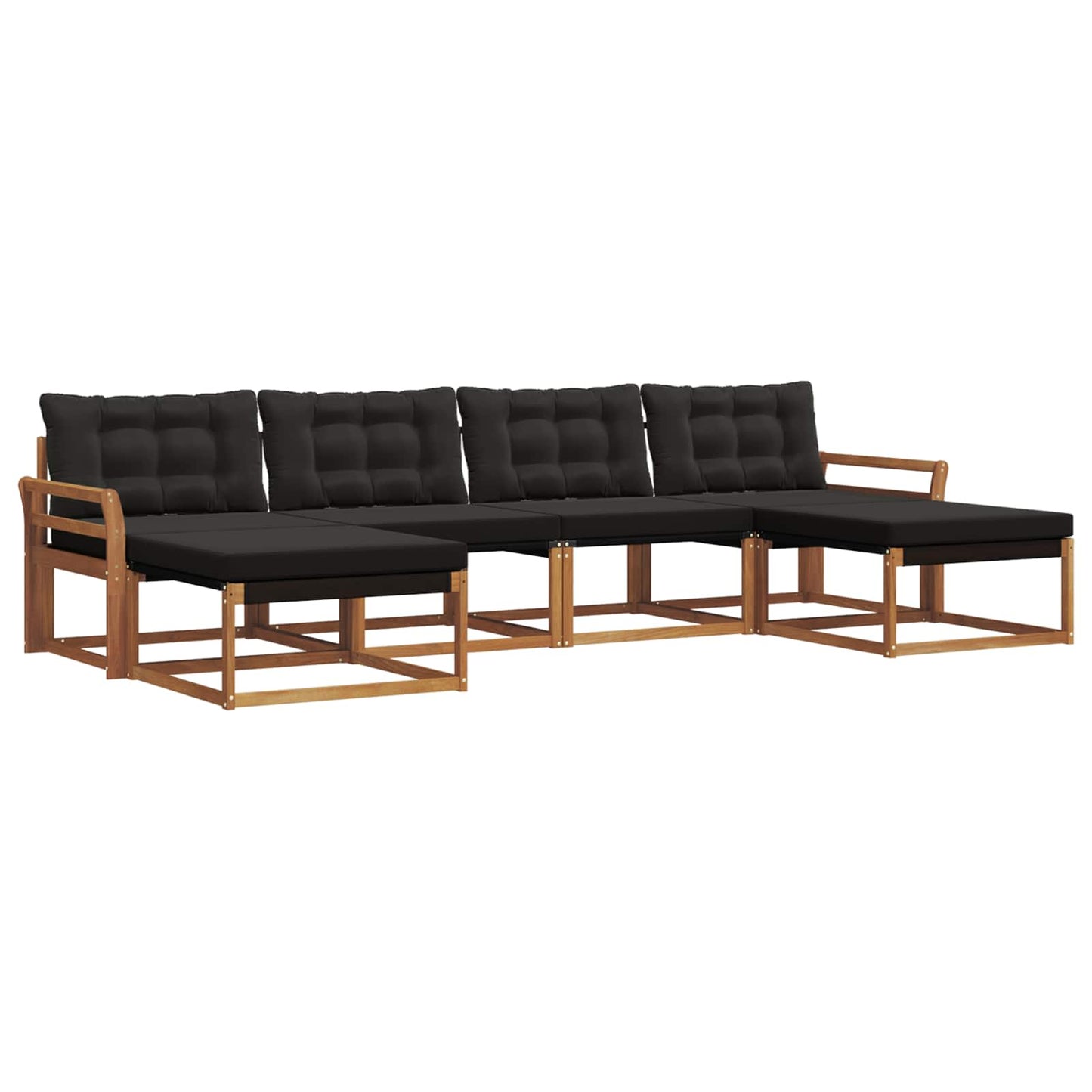 vidaXL Σειρά Καναπέ Εξωτερικού με μαξιλάρι 6 pcs Φυσικό και Μαύρο