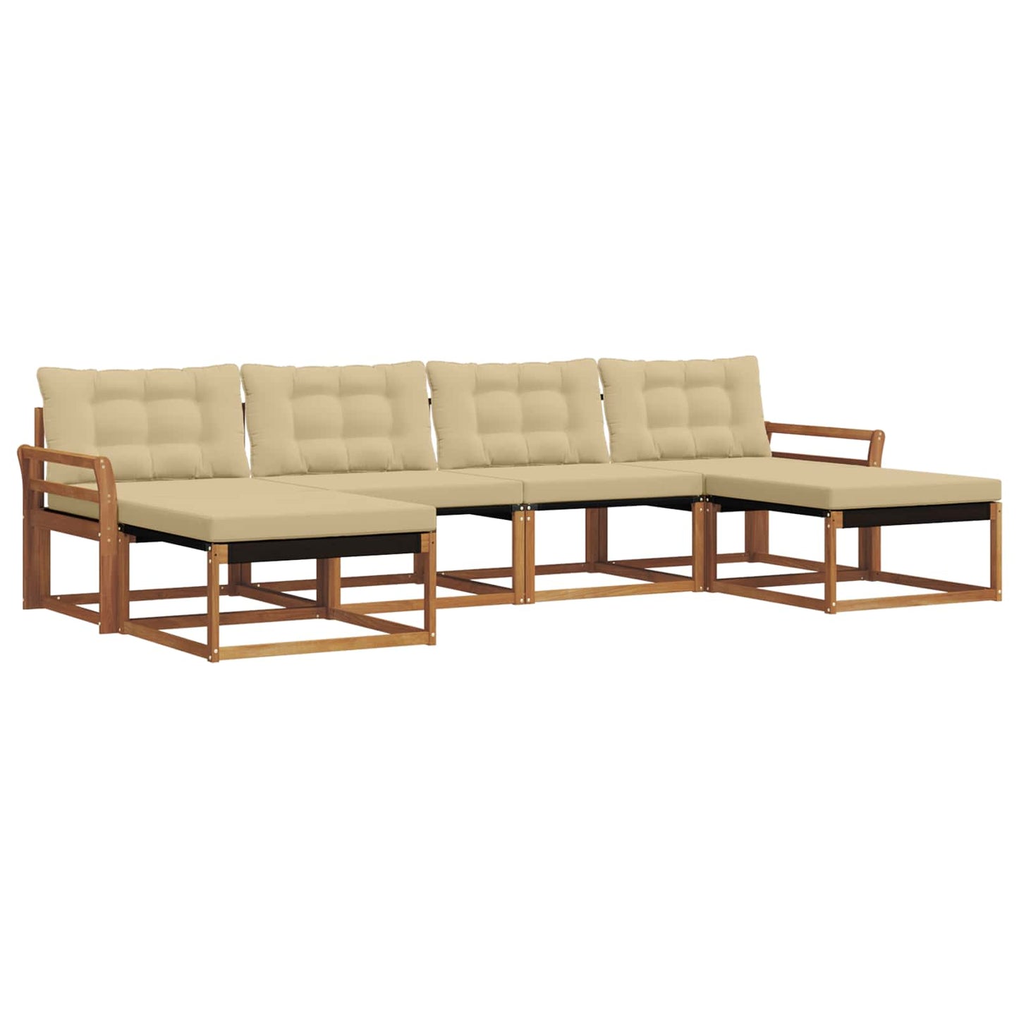 vidaXL Σειρά Καναπέ Εξωτερικού με μαξιλάρι 6 pcs Φυσικό και Μπεζ
