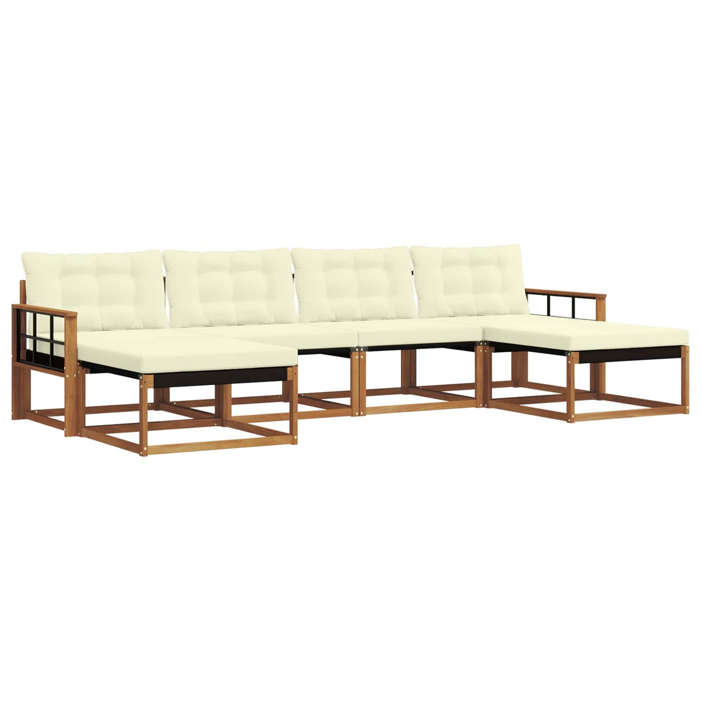 vidaXL Σειρά Καναπέ Εξωτερικού με μαξιλάρι 6 pcs Φυσικό και Κρέμα