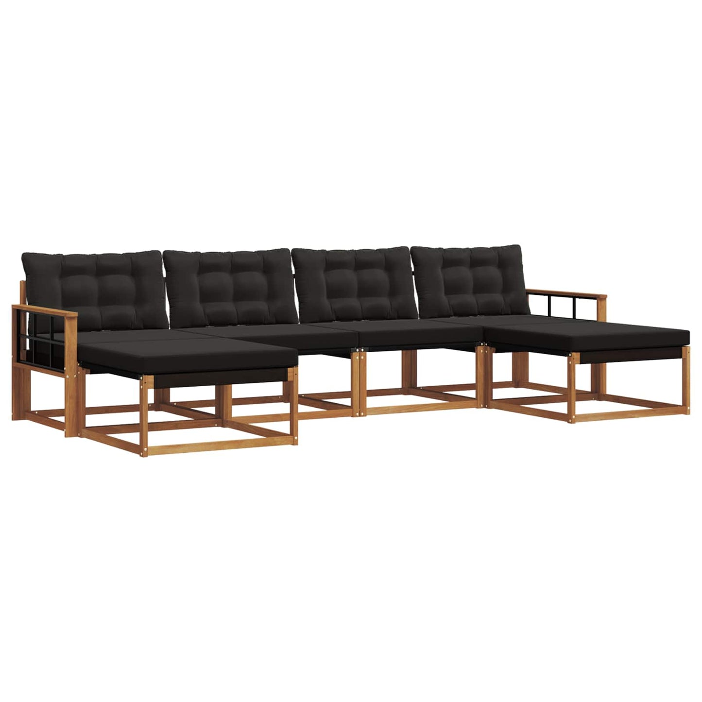 vidaXL Σειρά Καναπέ Εξωτερικού με μαξιλάρι 6 pcs Φυσικό και Μαύρο