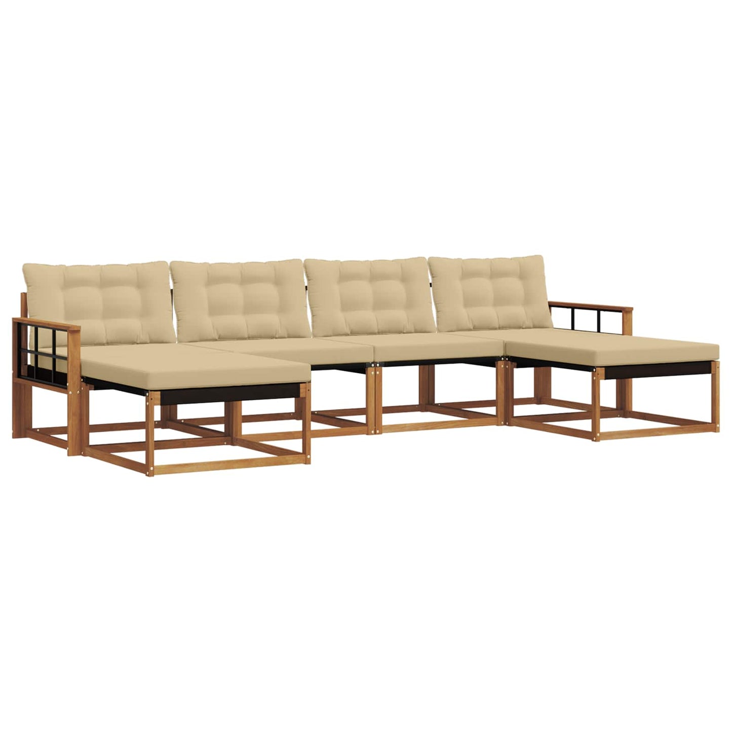 vidaXL Σειρά Καναπέ Εξωτερικού με μαξιλάρι 6 pcs Φυσικό και Μπεζ
