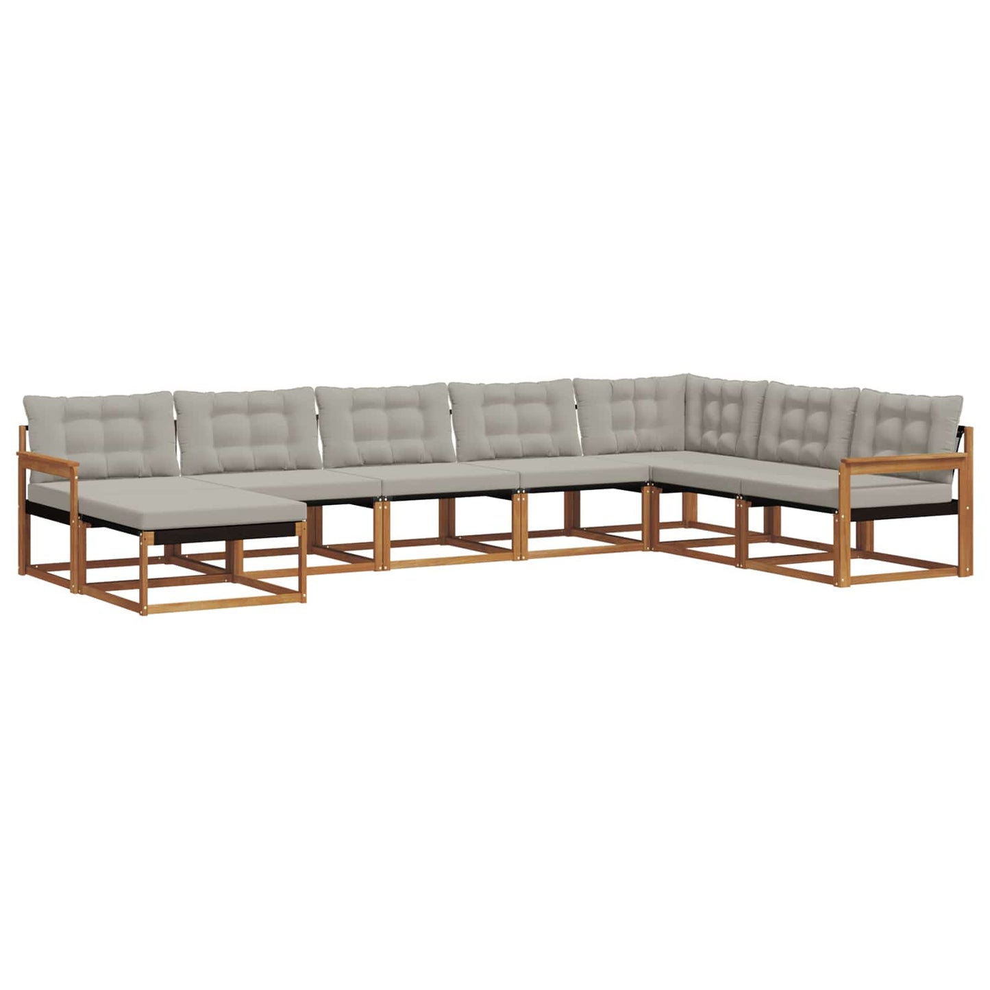 vidaXL Σειρά Καναπέ Εξωτερικού 8 pcs Φυσικό και Ανοιχτό Γκρι