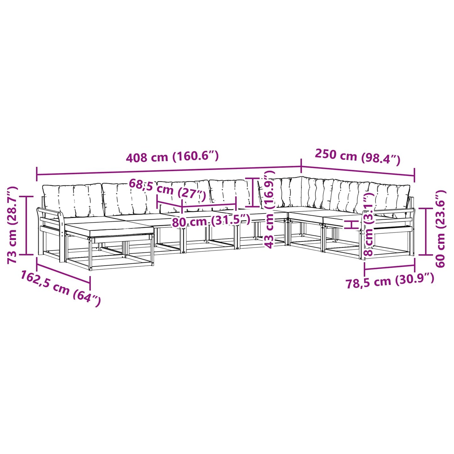 vidaXL Σειρά Καναπέ Εξωτερικού με μαξιλάρι 24 pcs Φυσικό και Κρέμα