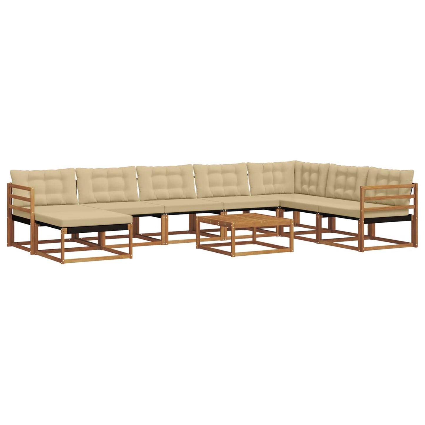 vidaXL Σειρά Καναπέ Εξωτερικού με μαξιλάρι 9 pcs Φυσικό και Μπεζ