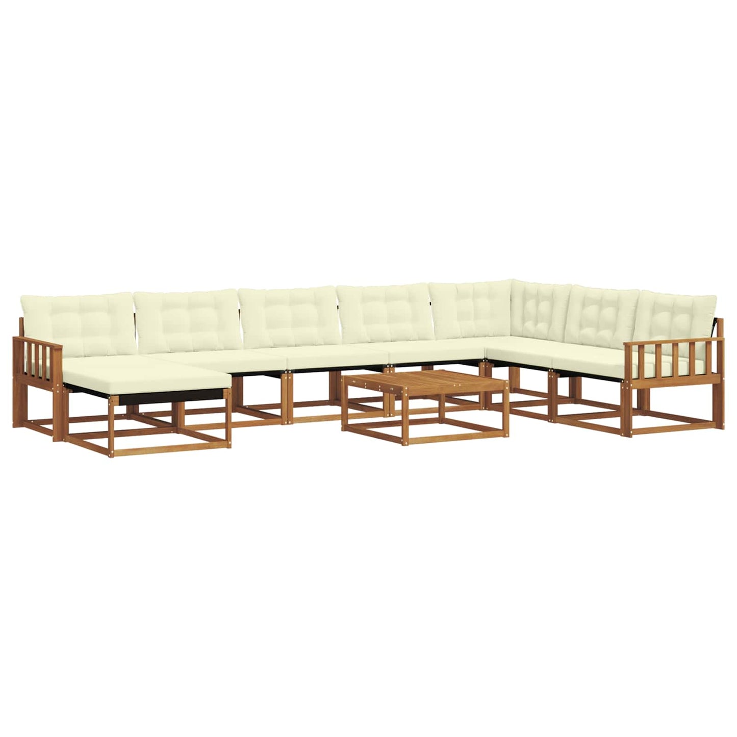 vidaXL Σειρά Καναπέ Εξωτερικού με μαξιλάρι 9 pcs Φυσικό και Κρέμα