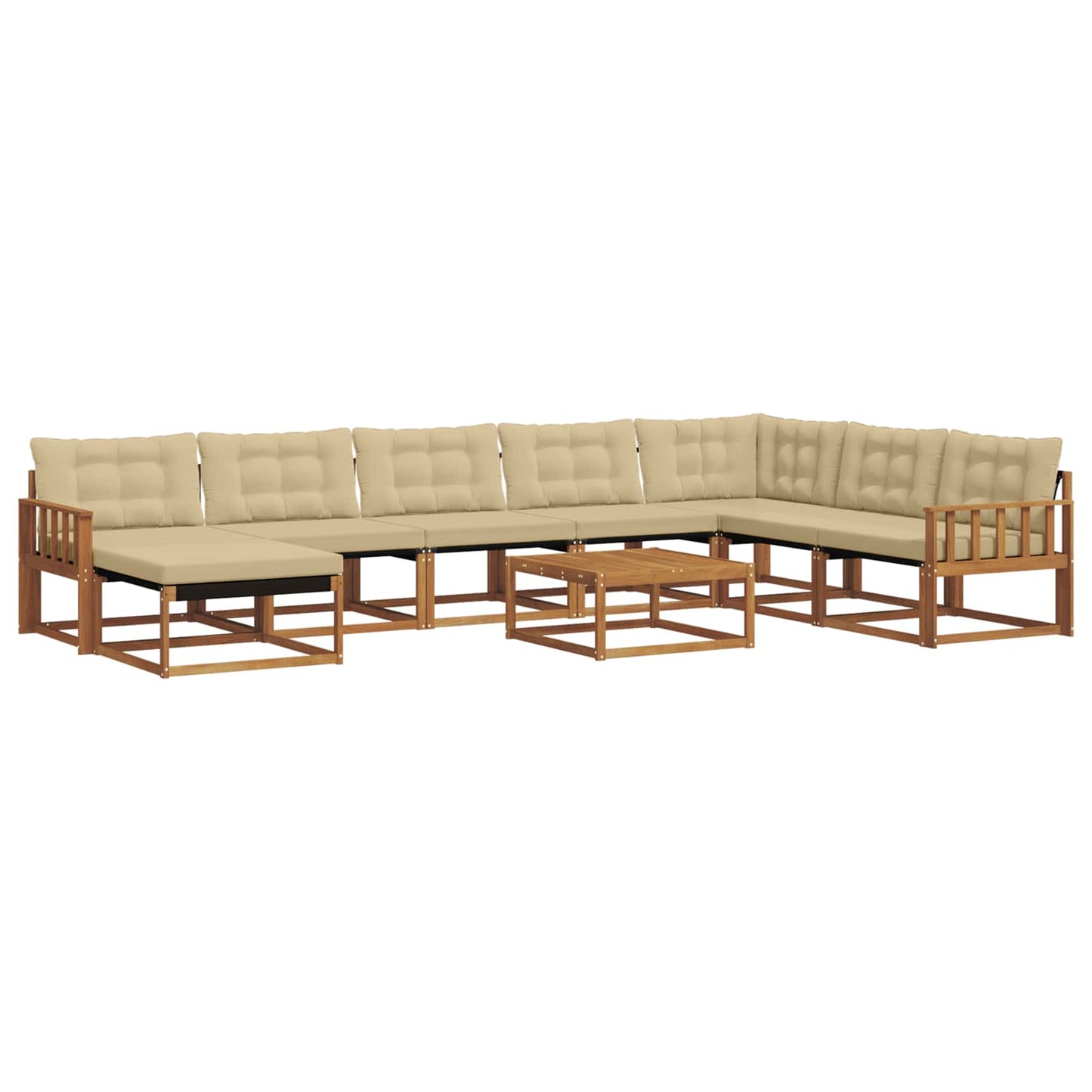 vidaXL Σειρά Καναπέ Εξωτερικού με μαξιλάρι 9 pcs Φυσικό και Μπεζ