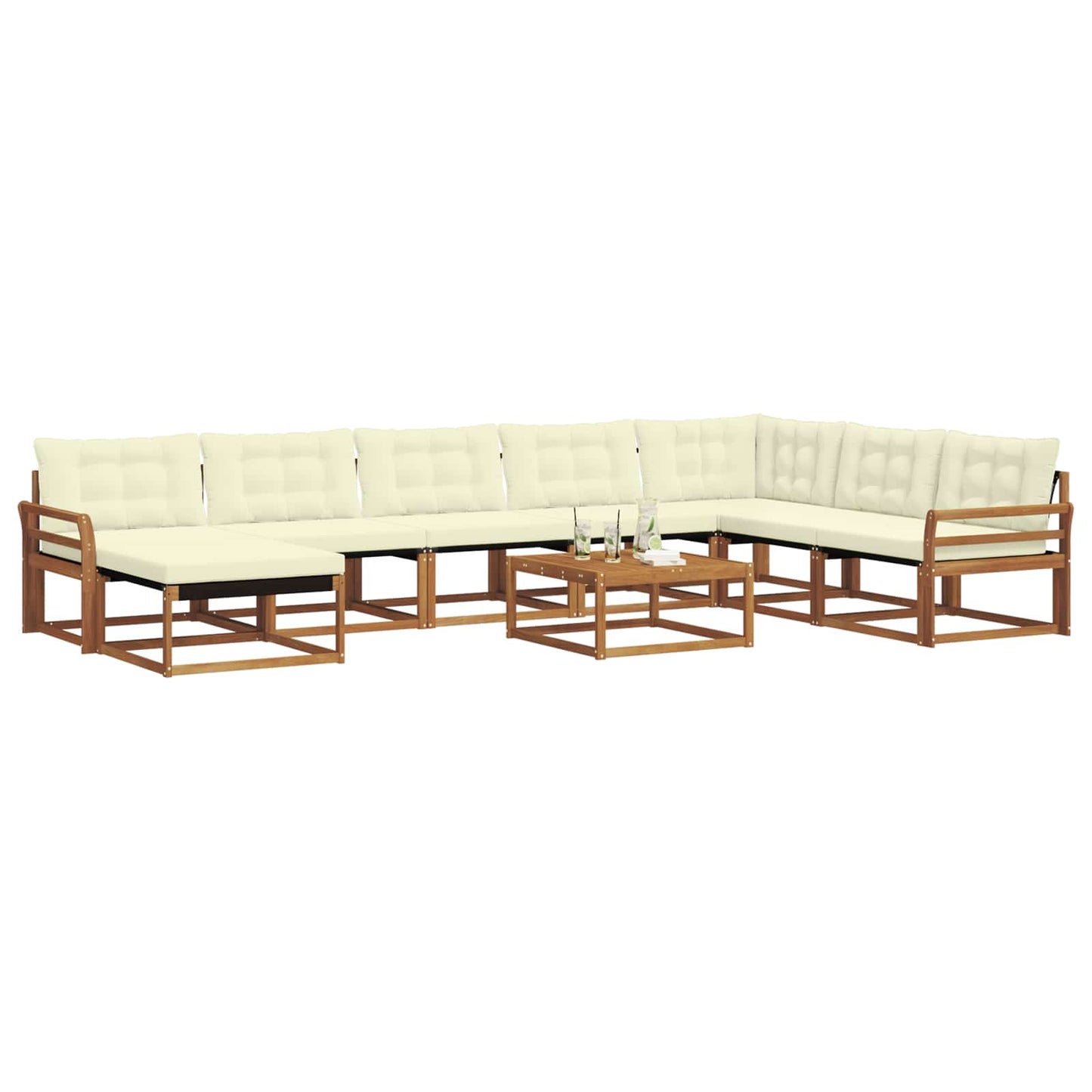 vidaXL Σειρά Καναπέ Εξωτερικού με μαξιλάρι 9 pcs Φυσικό και Κρέμα