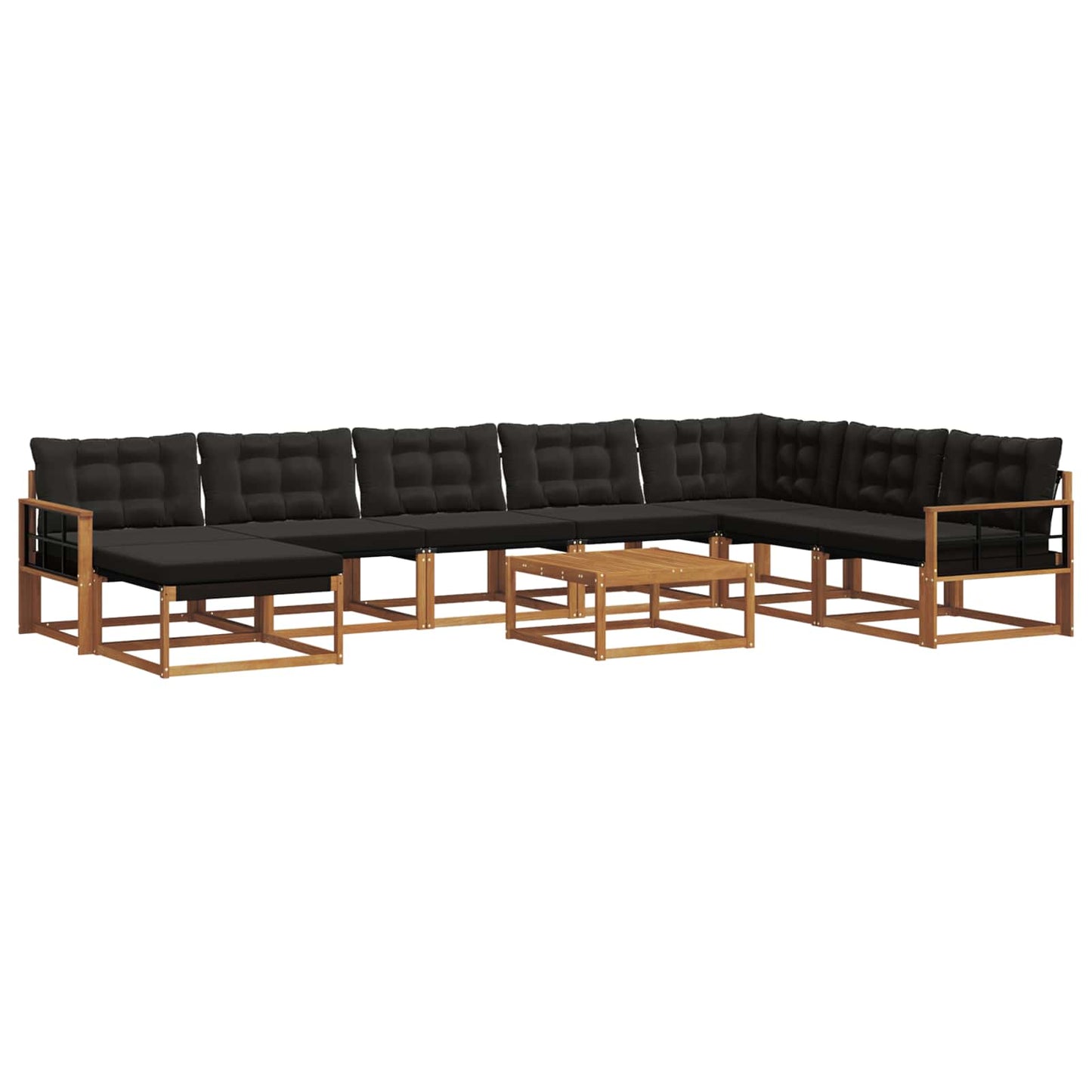 vidaXL Σειρά Καναπέ Εξωτερικού με μαξιλάρι 9 pcs Φυσικό και Μαύρο