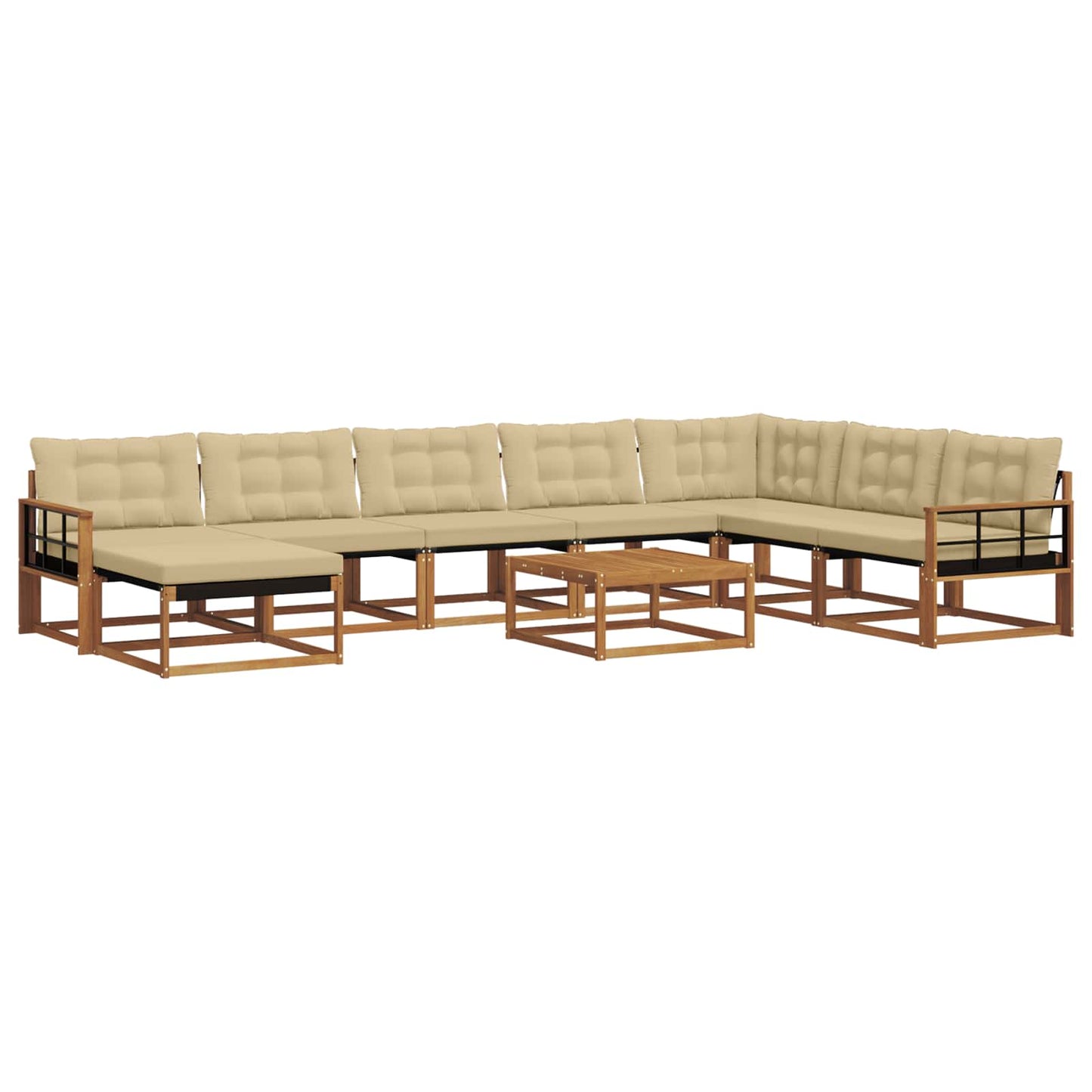 vidaXL Σειρά Καναπέ Εξωτερικού με μαξιλάρι 9 pcs Φυσικό και Μπεζ