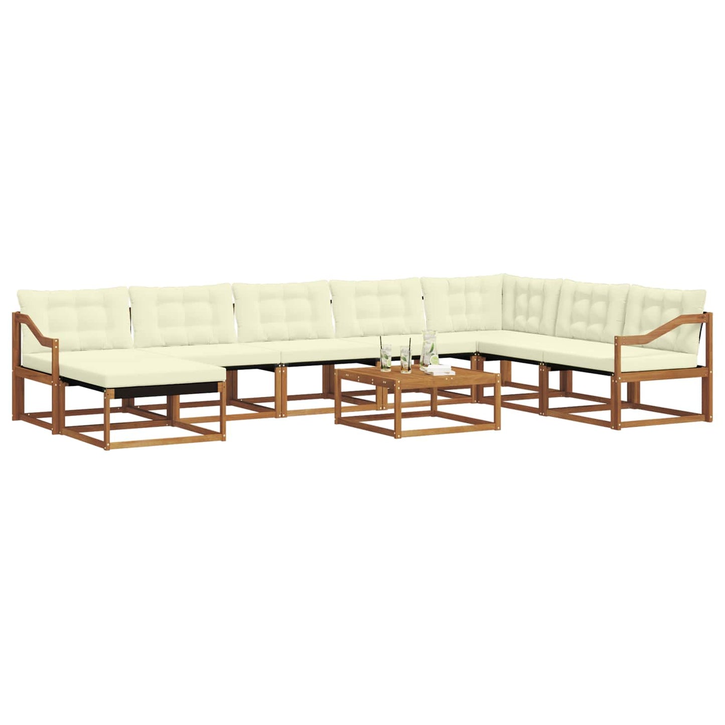 vidaXL Σειρά Καναπέ Εξωτερικού με μαξιλάρι 9 pcs Φυσικό και Κρέμα