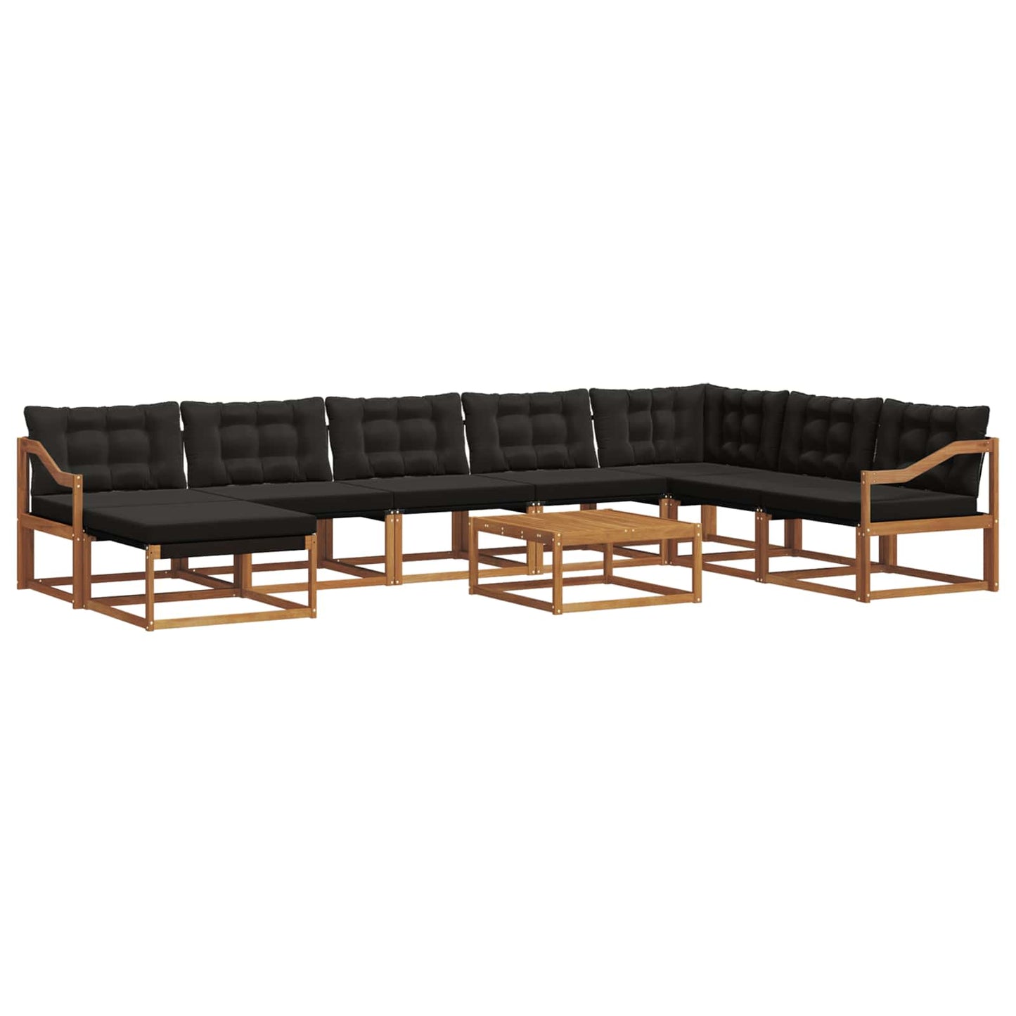 vidaXL Σειρά Καναπέ Εξωτερικού με μαξιλάρι 9 pcs Φυσικό και Μαύρο