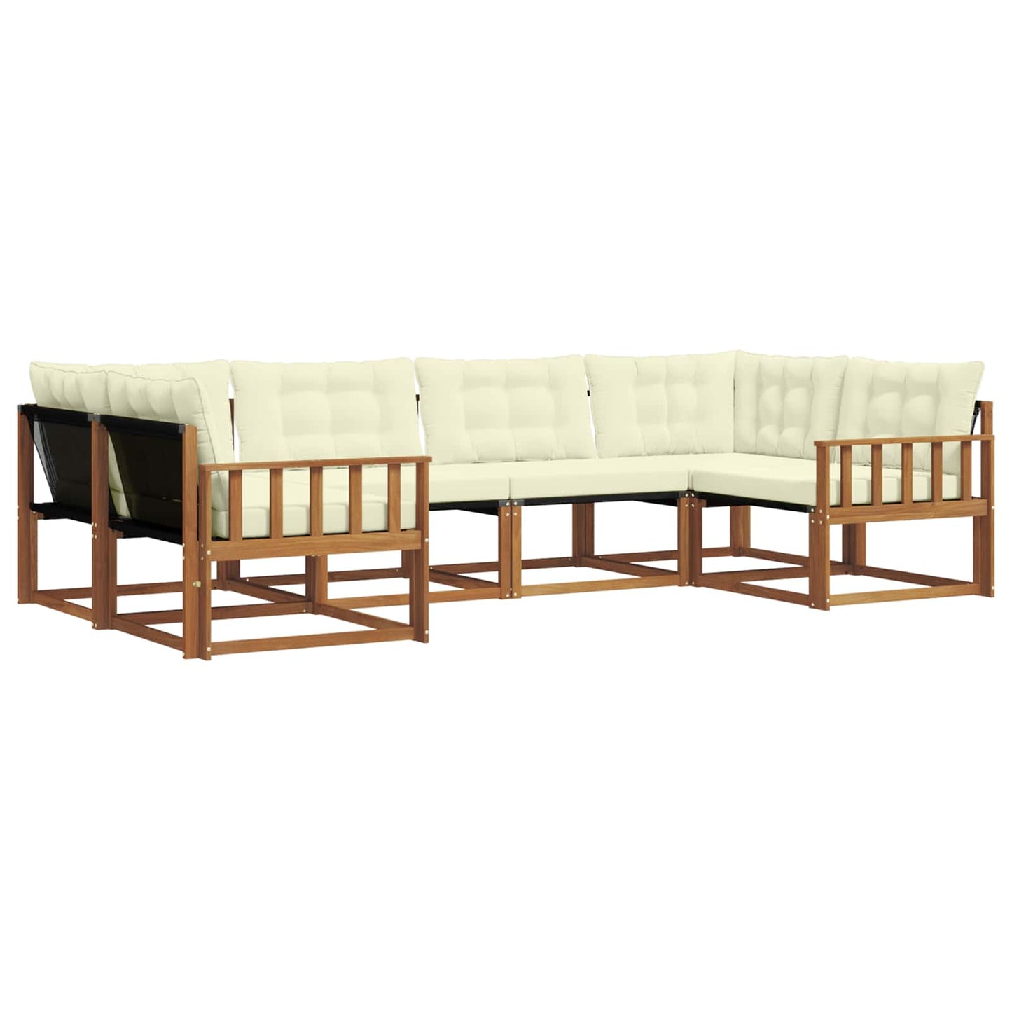 vidaXL Σειρά Καναπέ Εξωτερικού με μαξιλάρι 6 pcs Φυσικό και Κρέμα