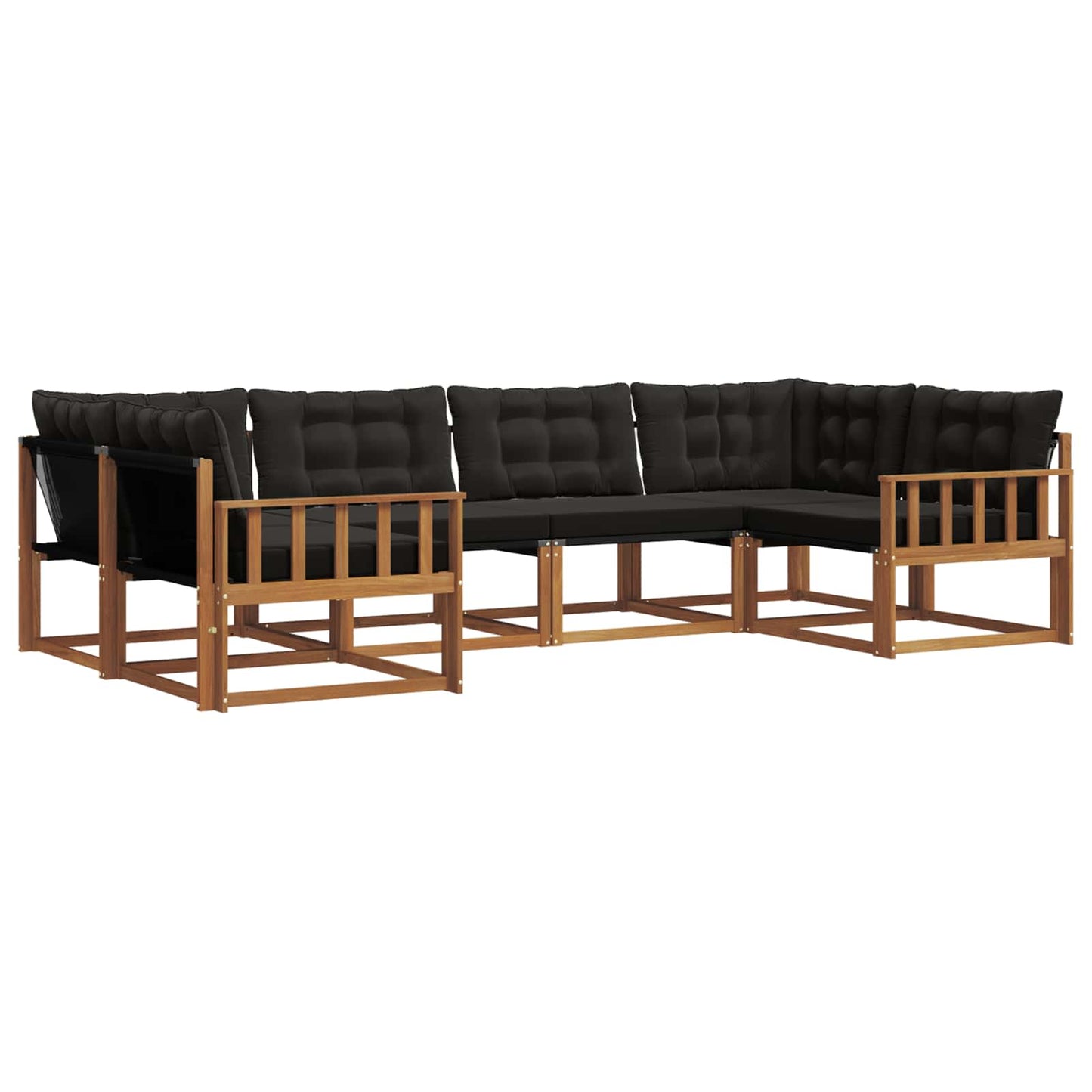 vidaXL Σειρά Καναπέ Εξωτερικού με μαξιλάρι 6 pcs Φυσικό και Μαύρο