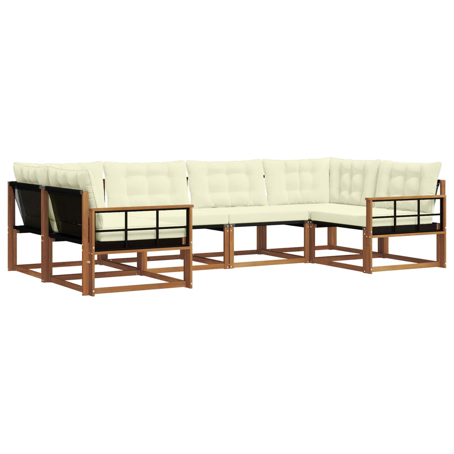 vidaXL Σειρά Καναπέ Εξωτερικού με μαξιλάρι 6 pcs Φυσικό και Κρέμα