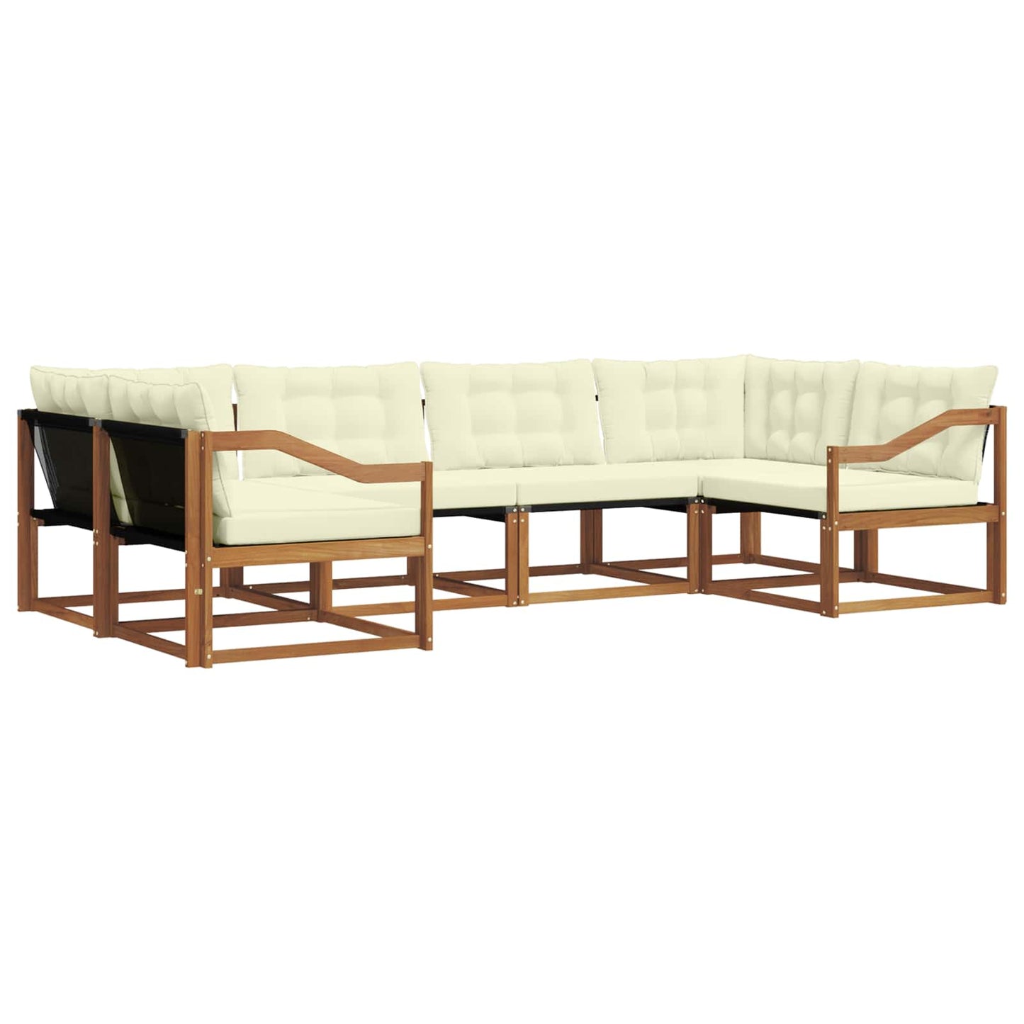 vidaXL Σειρά Καναπέ Εξωτερικού με μαξιλάρι 6 pcs Φυσικό και Κρέμα