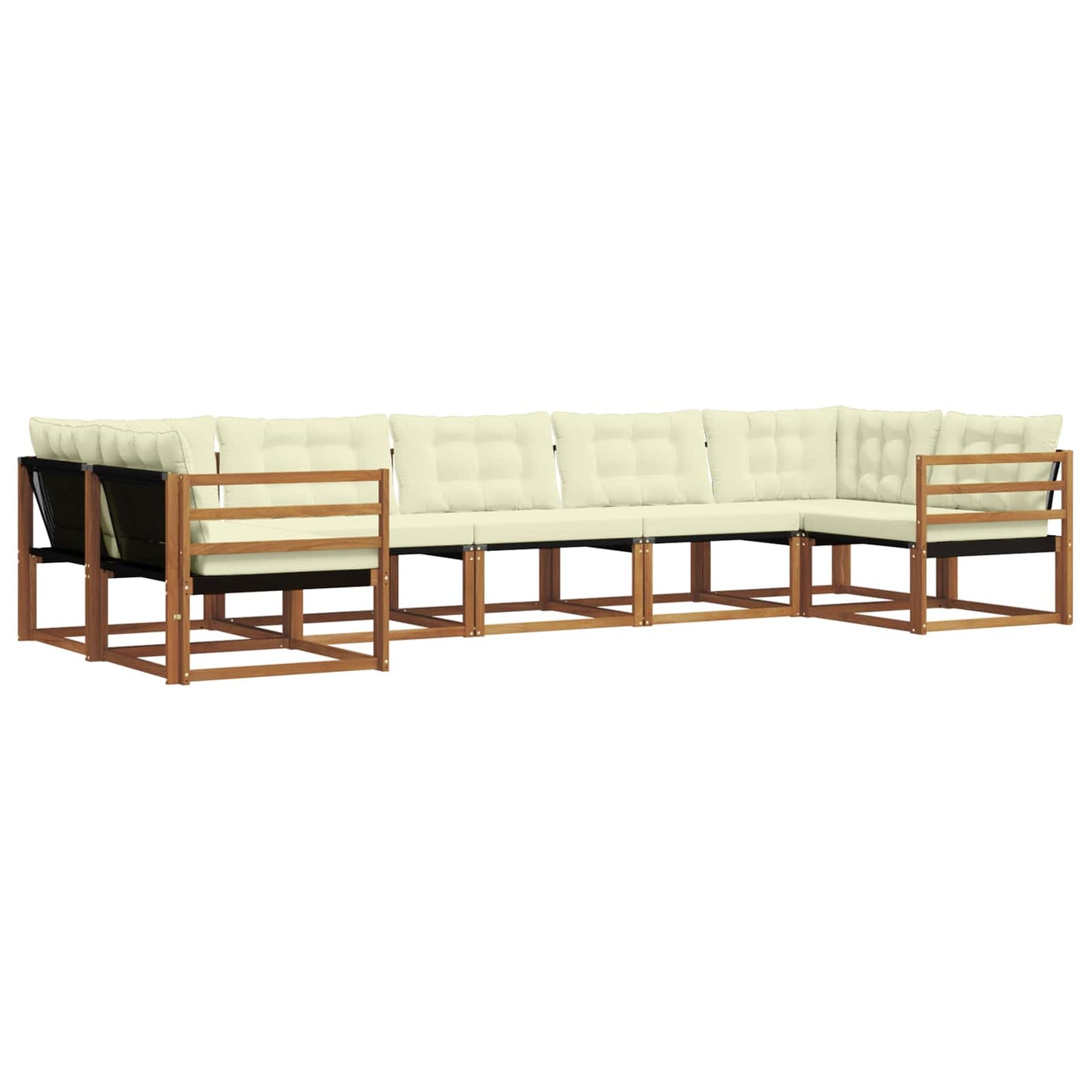 vidaXL Σειρά Καναπέ Εξωτερικού με μαξιλάρι 7 pcs Φυσικό και Κρέμα