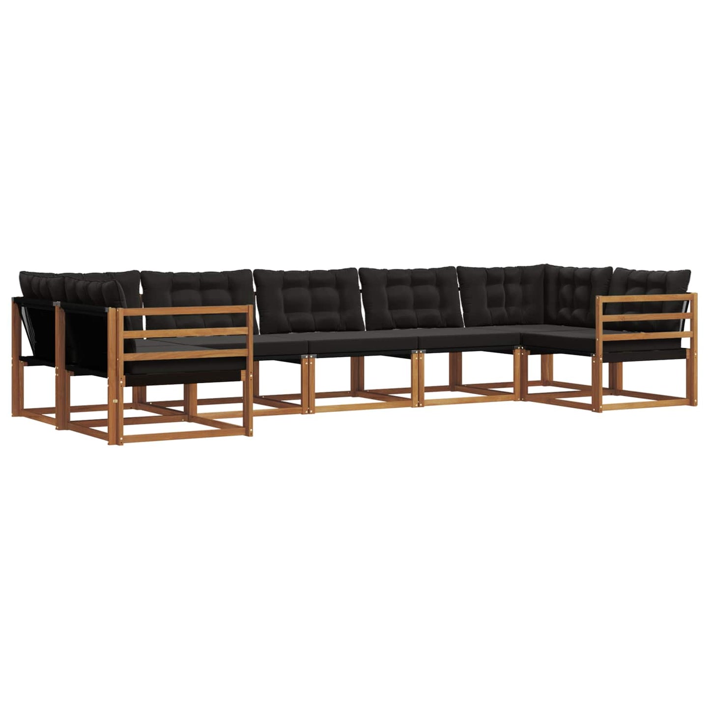 vidaXL Σειρά Καναπέ Εξωτερικού με μαξιλάρι 7 pcs Φυσικό και Μαύρο