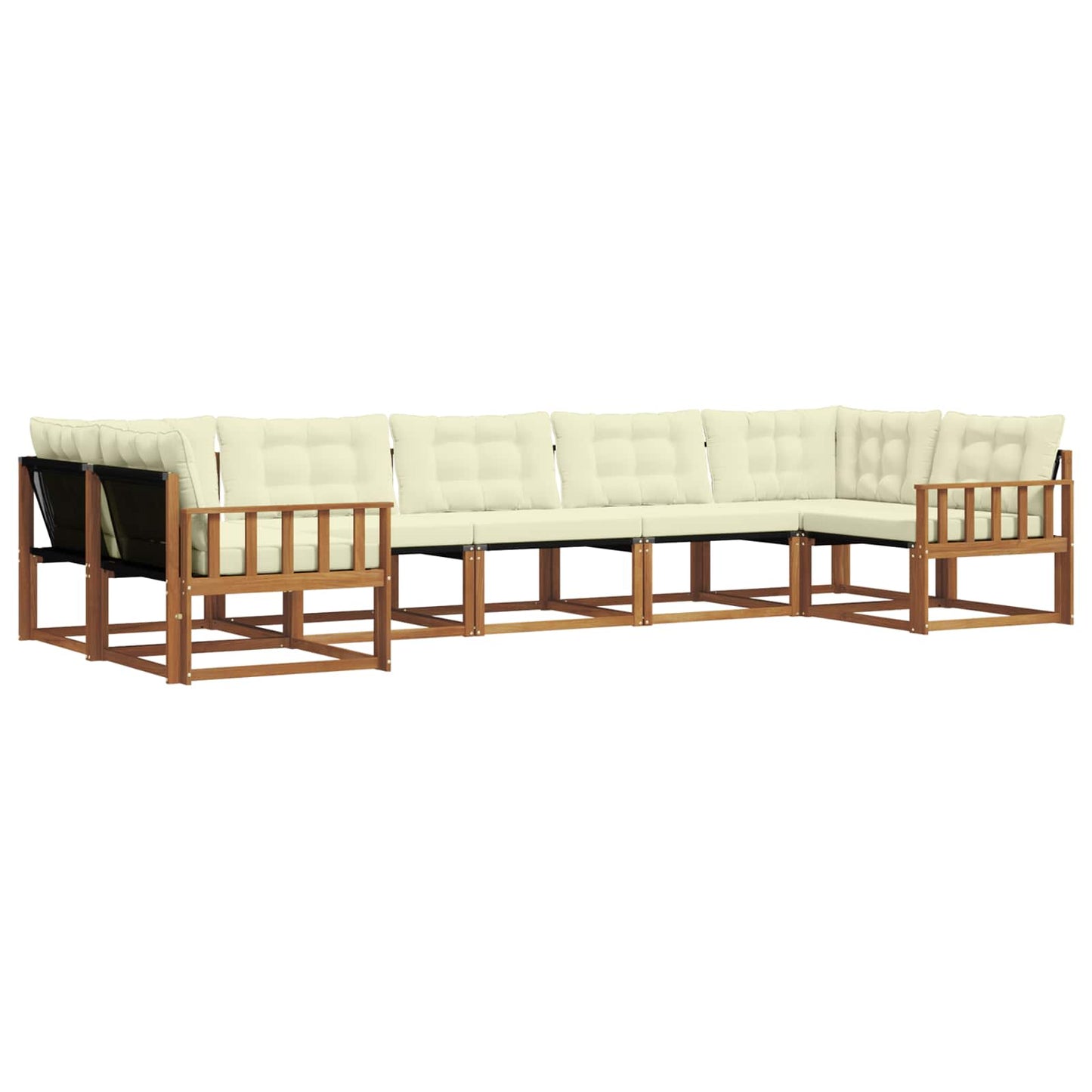 vidaXL Σειρά Καναπέ Εξωτερικού με μαξιλάρι 7 pcs Φυσικό και Κρέμα