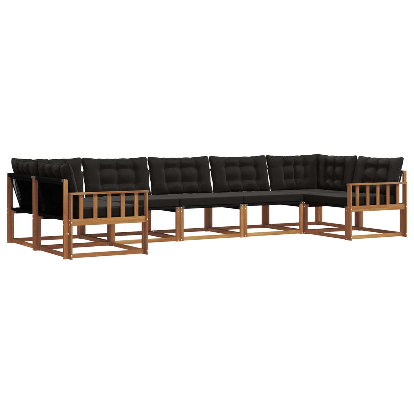 vidaXL Σειρά Καναπέ Εξωτερικού με μαξιλάρι 7 pcs Φυσικό και Μαύρο