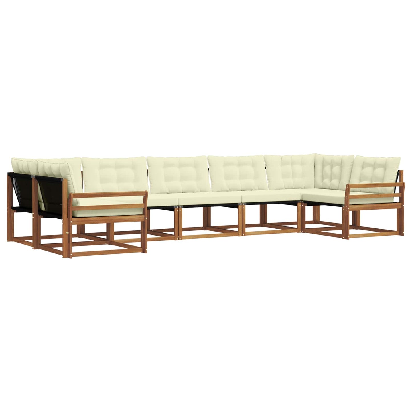 vidaXL Σειρά Καναπέ Εξωτερικού με μαξιλάρι 7 pcs Φυσικό και Κρέμα