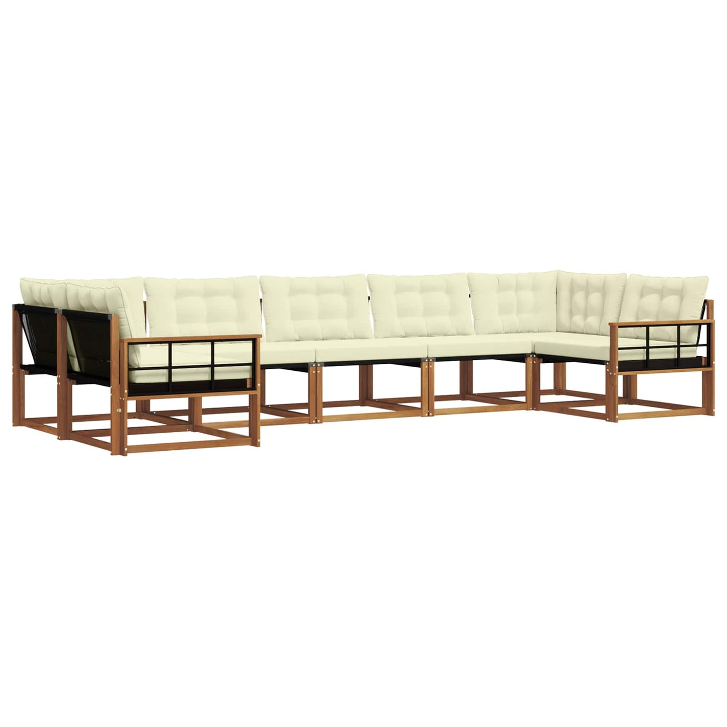 vidaXL Σειρά Καναπέ Εξωτερικού με μαξιλάρι 7 pcs Φυσικό και Κρέμα