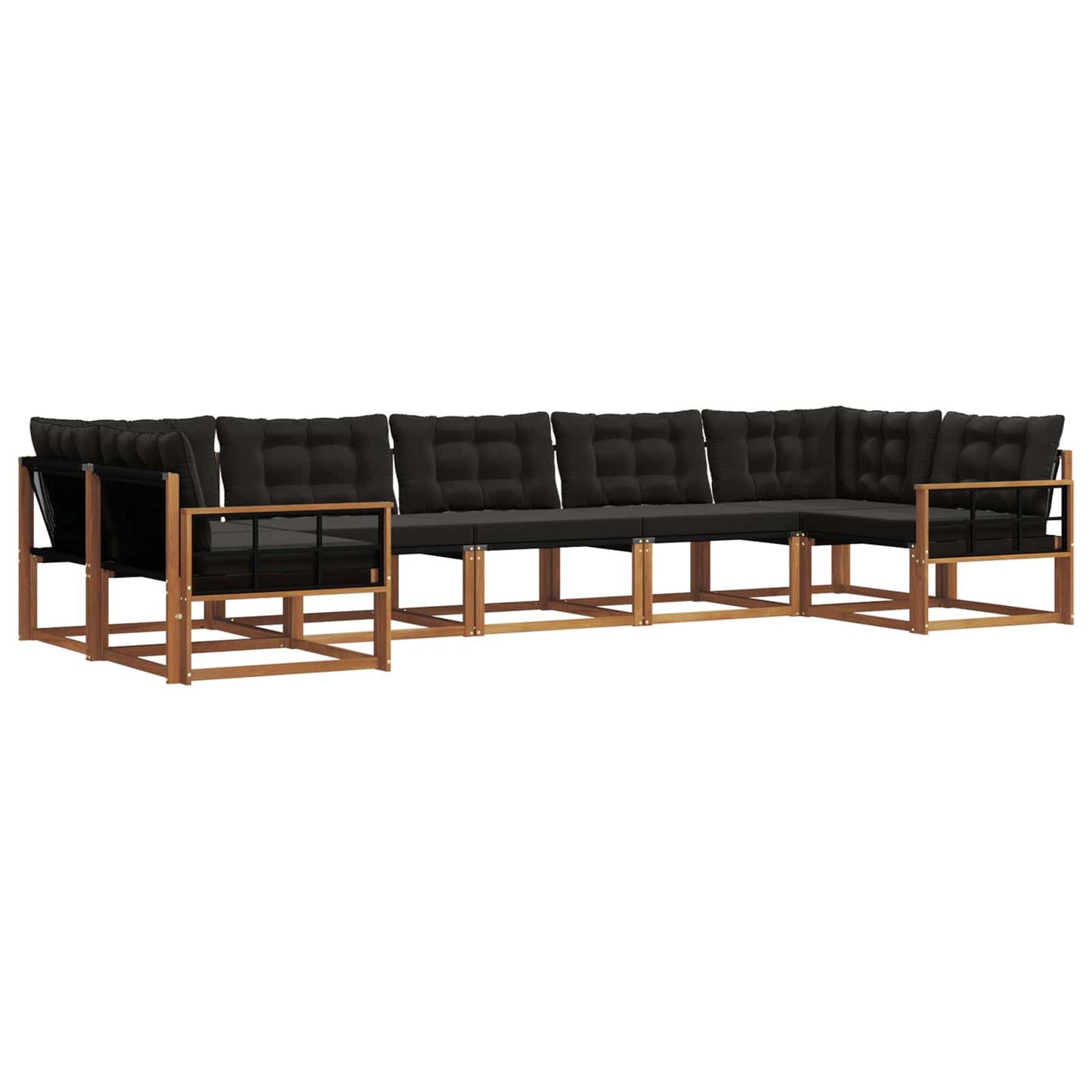 vidaXL Σειρά Καναπέ Εξωτερικού με μαξιλάρι 7 pcs Φυσικό και Μαύρο