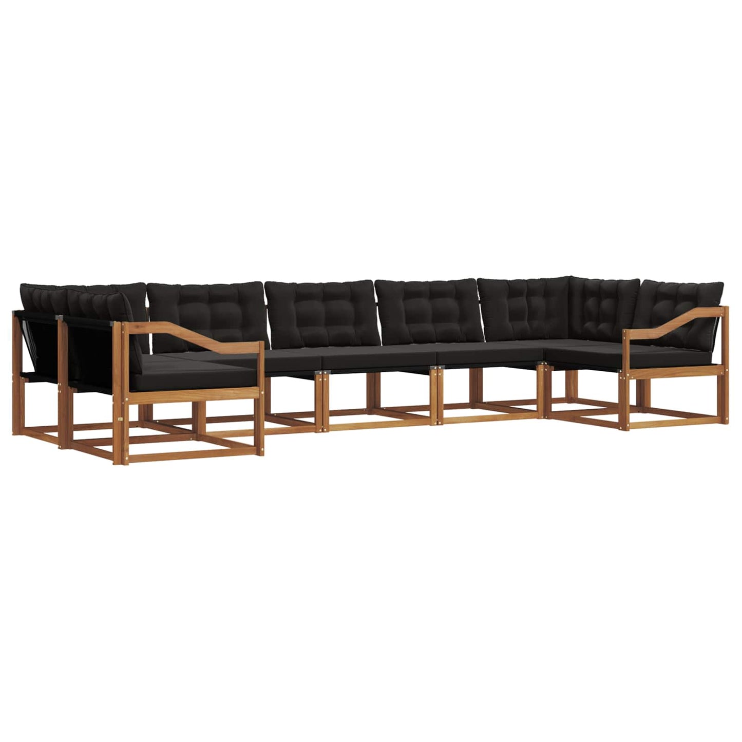 vidaXL Σειρά Καναπέ Εξωτερικού με μαξιλάρι 7 pcs Φυσικό και Μαύρο