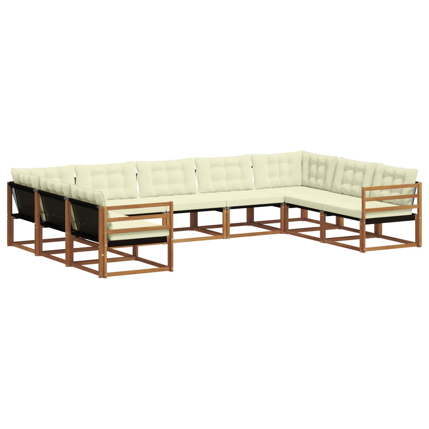 vidaXL Σειρά Καναπέ Εξωτερικού με μαξιλάρι 9 pcs Φυσικό και Κρέμα