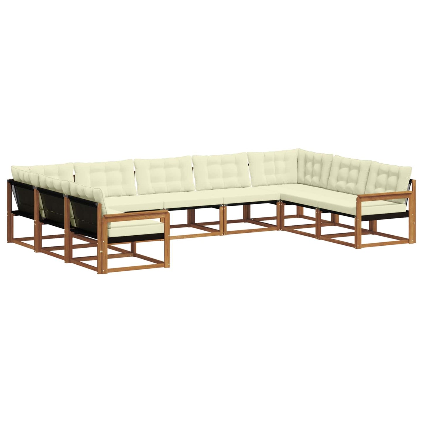 vidaXL Σειρά Καναπέ Εξωτερικού με μαξιλάρι 9 pcs Φυσικό και Κρέμα