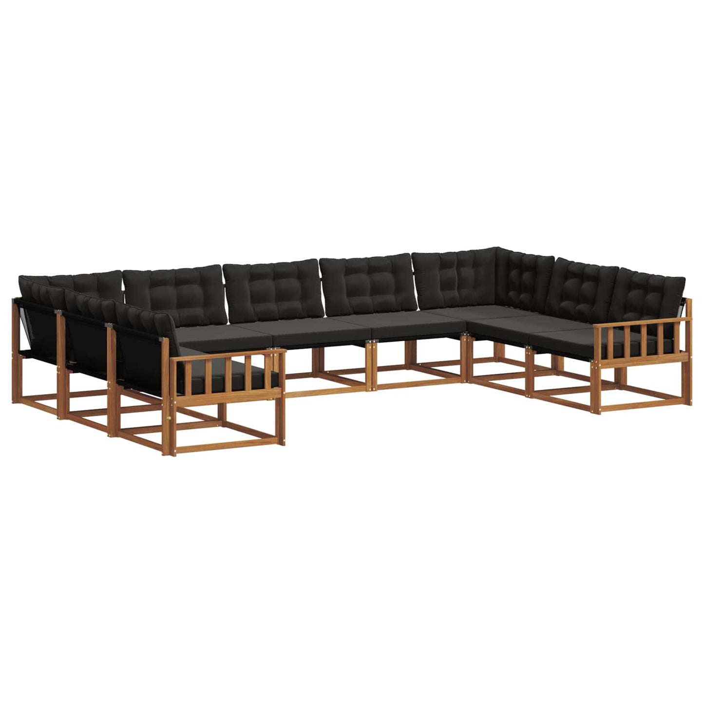 vidaXL Σειρά Καναπέ Εξωτερικού με μαξιλάρι 9 pcs Φυσικό και Μαύρο