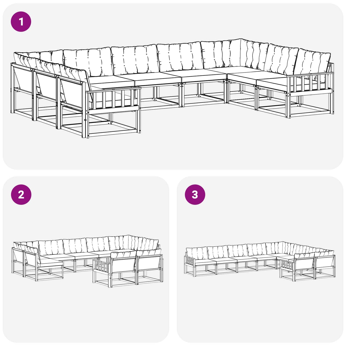 vidaXL Σειρά Καναπέ Εξωτερικού με μαξιλάρι 9 pcs Φυσικό και Μαύρο
