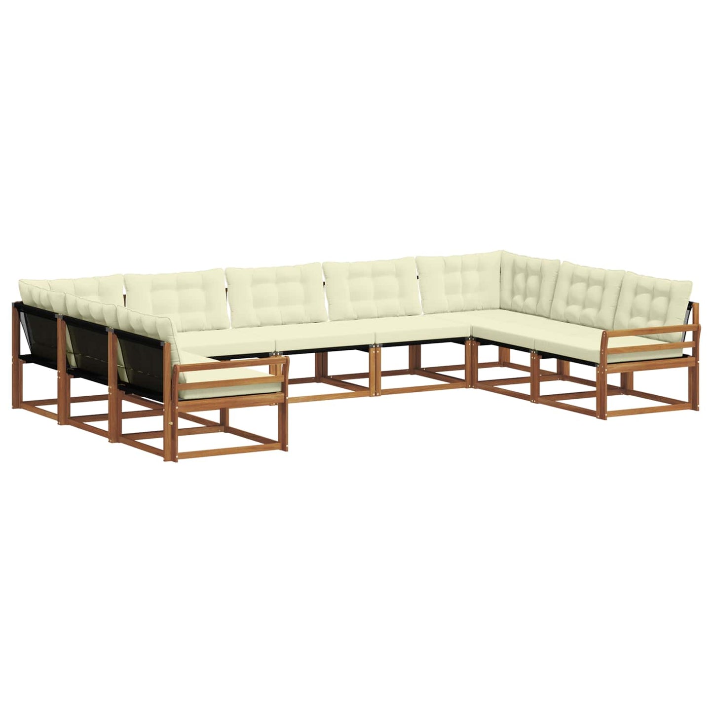 vidaXL Σειρά Καναπέ Εξωτερικού με μαξιλάρι 9 pcs Φυσικό και Κρέμα